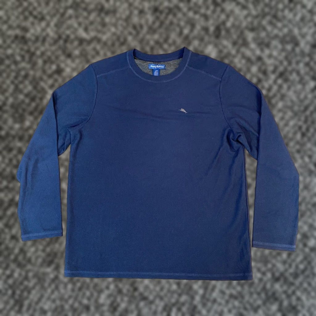 Tommy Bahama Tommy Bahama Mens Long Sleeve Shirt Blue Crew Neck Waffle Knit Performance Size US L / EU 52-54 / 3 - 1 Thumbnail