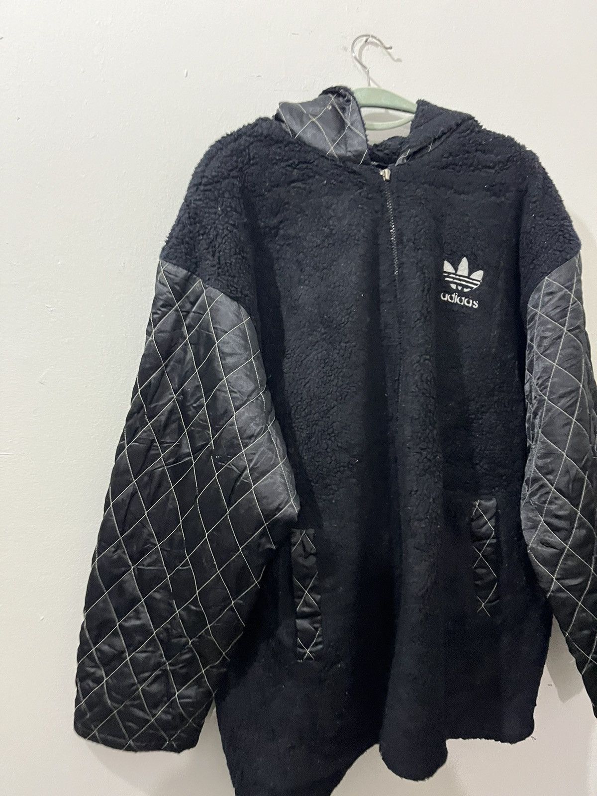 Adidas Rare 90s Adidas Big Logo Black Deep Pile Jackets Size US XL / EU 56 / 4 - 7 Thumbnail