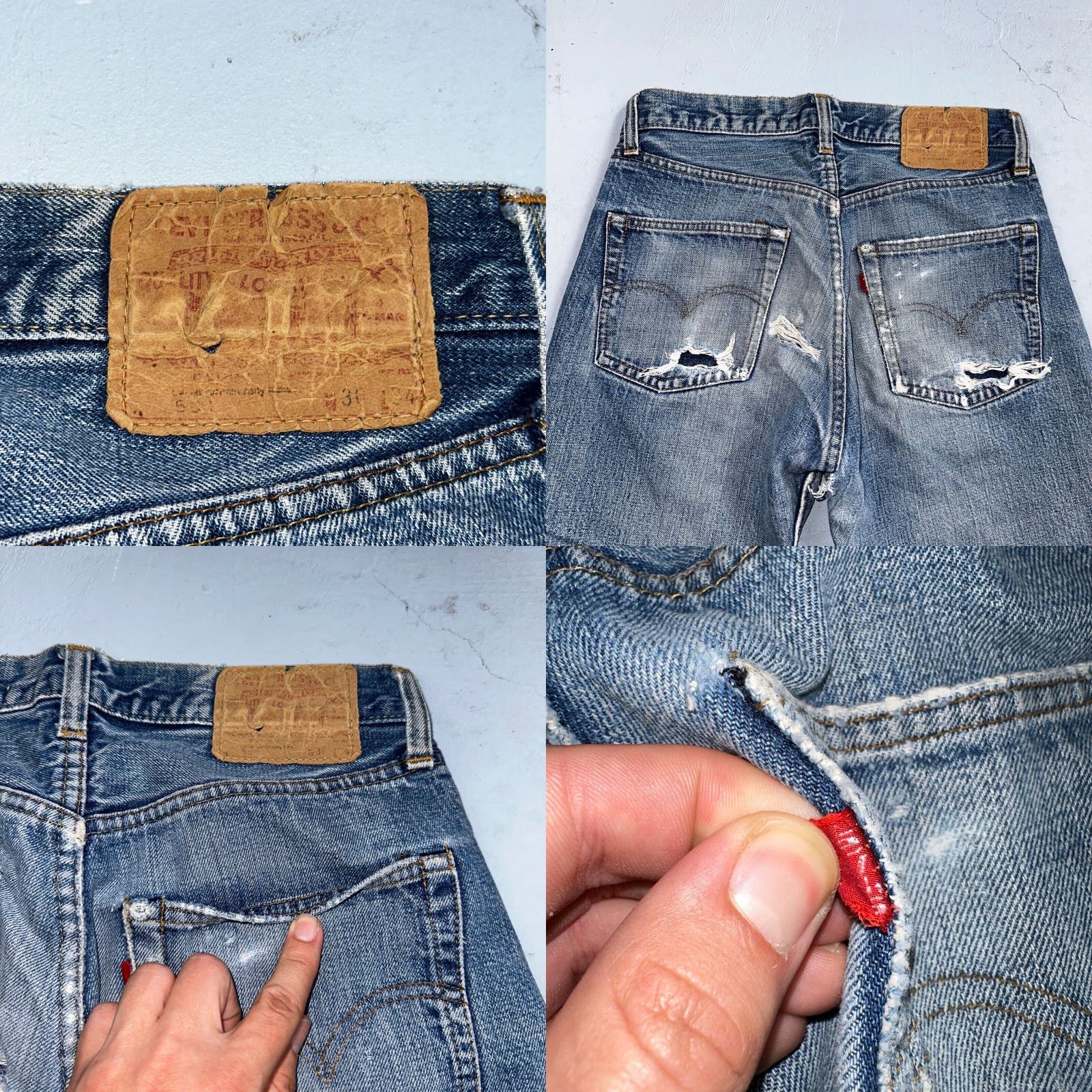 Levi's VINTAGE Levi's 501 XX Jeans 70s Redline Selvedge VTG 30x34 34 Inseam Blue Denim Distressed Button Fly Straight Mens Size US 30 / EU 46 - 10 Thumbnail