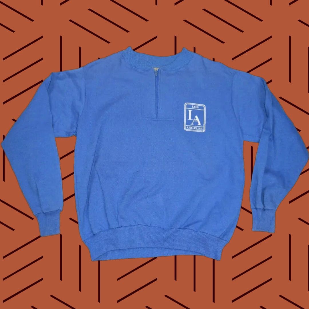 Vintage VINTAGE Caribe Sportswear 1/4 Zip Sweatshirt Sweater Blue Small Retro 80s 90s Unisex Adults Size S / US 4 / IT 40 - 1 Thumbnail