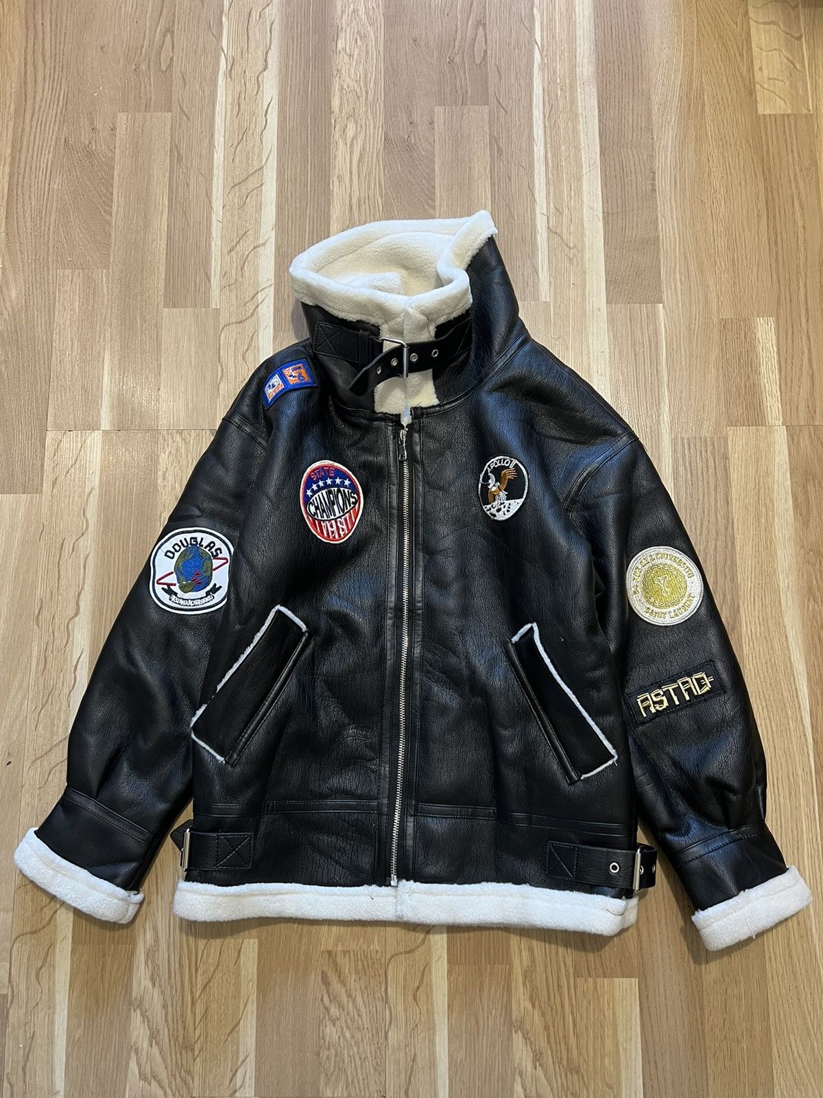 Aviator Nation × Vintage Vintage aviator leather jacket fur avant garde Avirex style Size M / US 6-8 / IT 42-44 - 5 Thumbnail