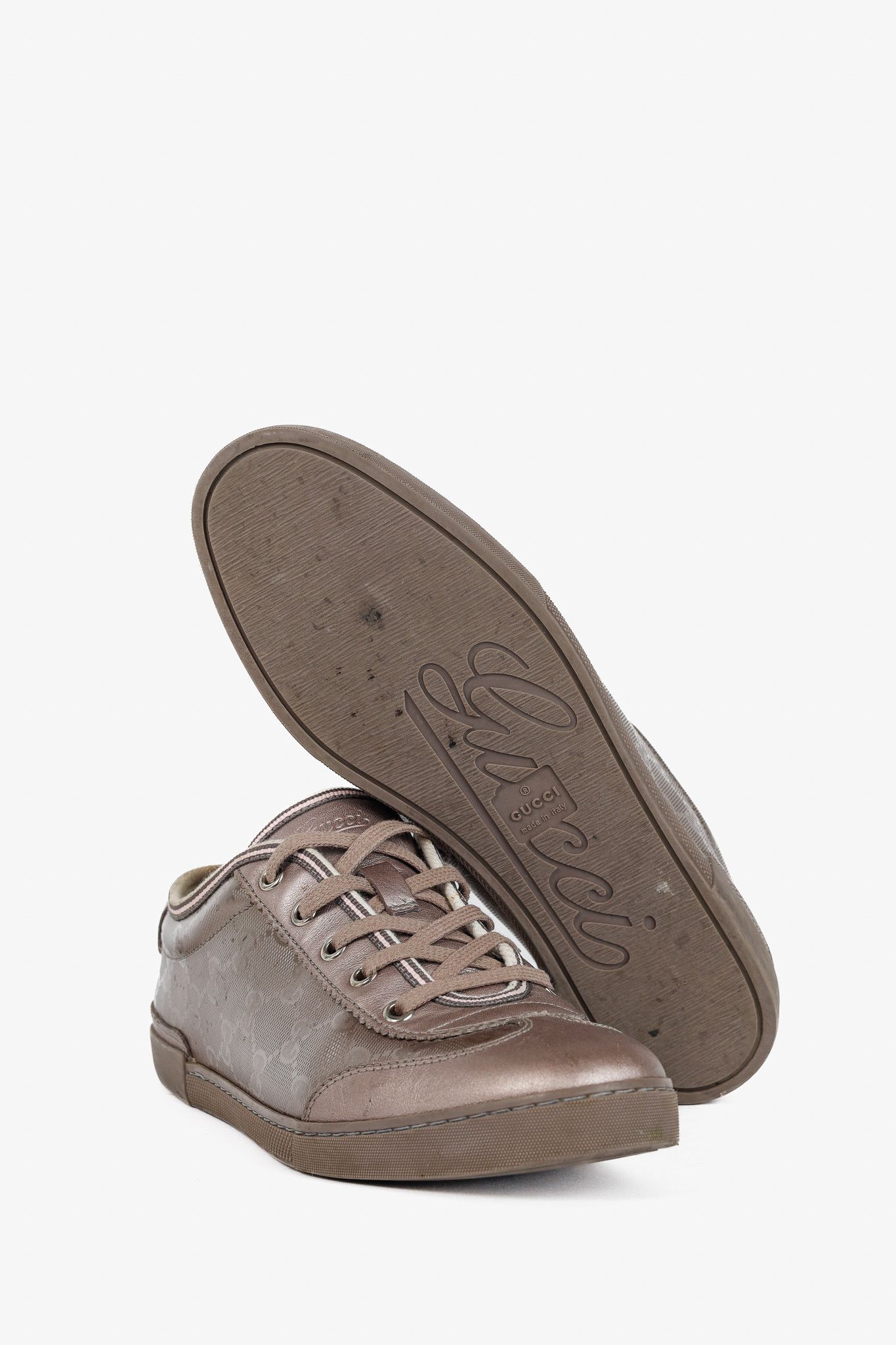 Gucci Gucci GG Imprime & Miro Soft Metallic Leather Sneakers Size US 7.5 / IT 37.5 - 4 Thumbnail
