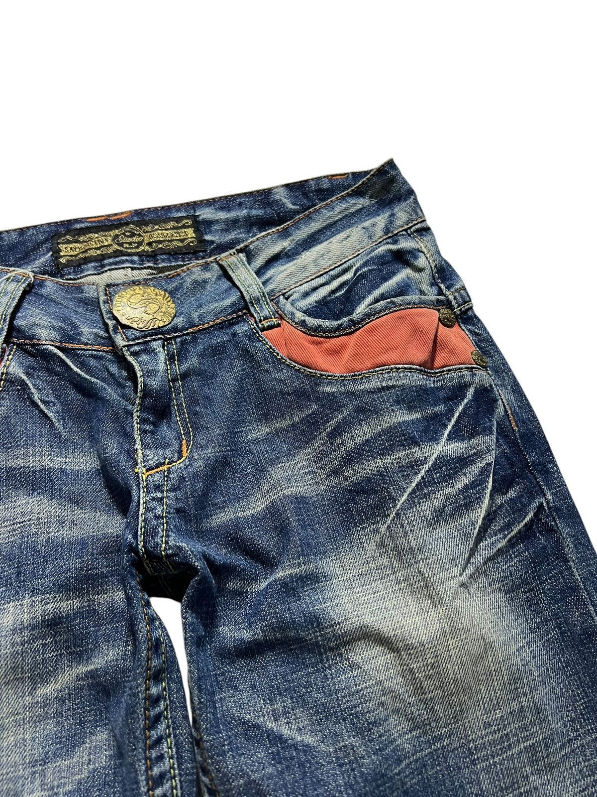 If Six Was Nine × Japanese Brand STUDIO R P&DENIM FLARE JEANS Size 29" - 8 Thumbnail