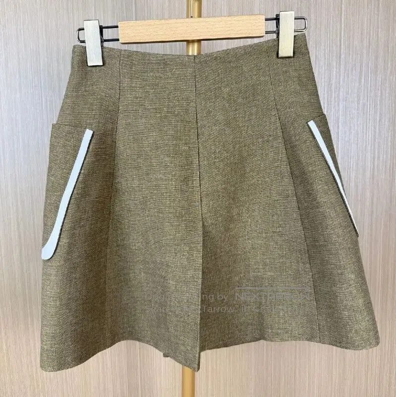 Fendi Fendi Khaki Wool Skirt with Buttons . Size 23" - 2 Thumbnail