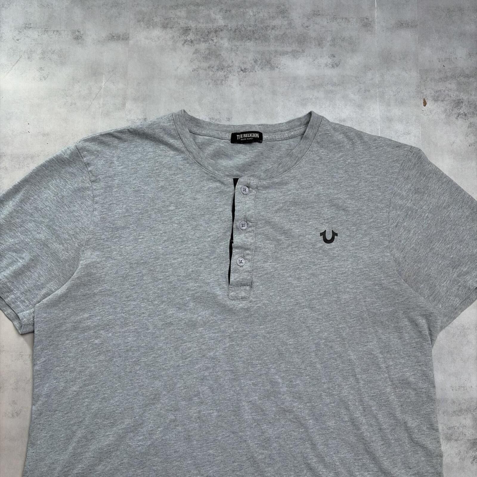 True Religion Y2K Grey True Religion Grunge Henley Shirt Size US L / EU 52-54 / 3 - 3 Thumbnail