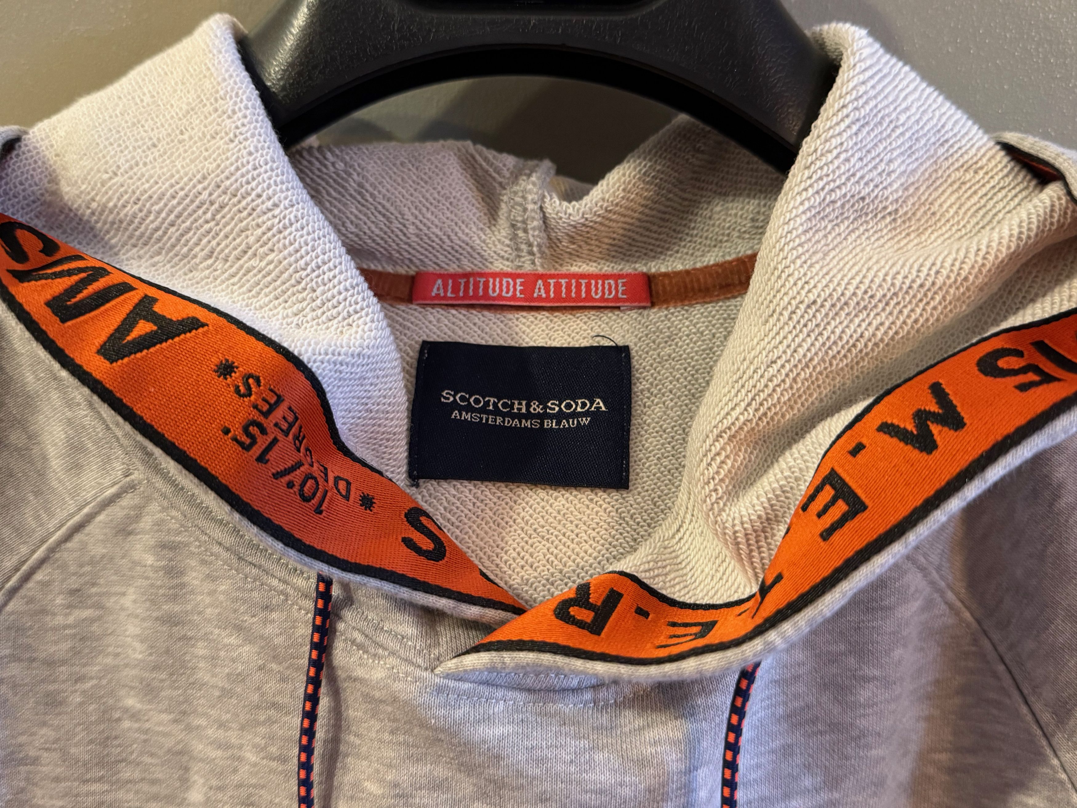 Scotch & Soda Gray Hoodie w/Orange Collar (Limited Edition Collection) Size US M / EU 48-50 / 2 - 4 Thumbnail