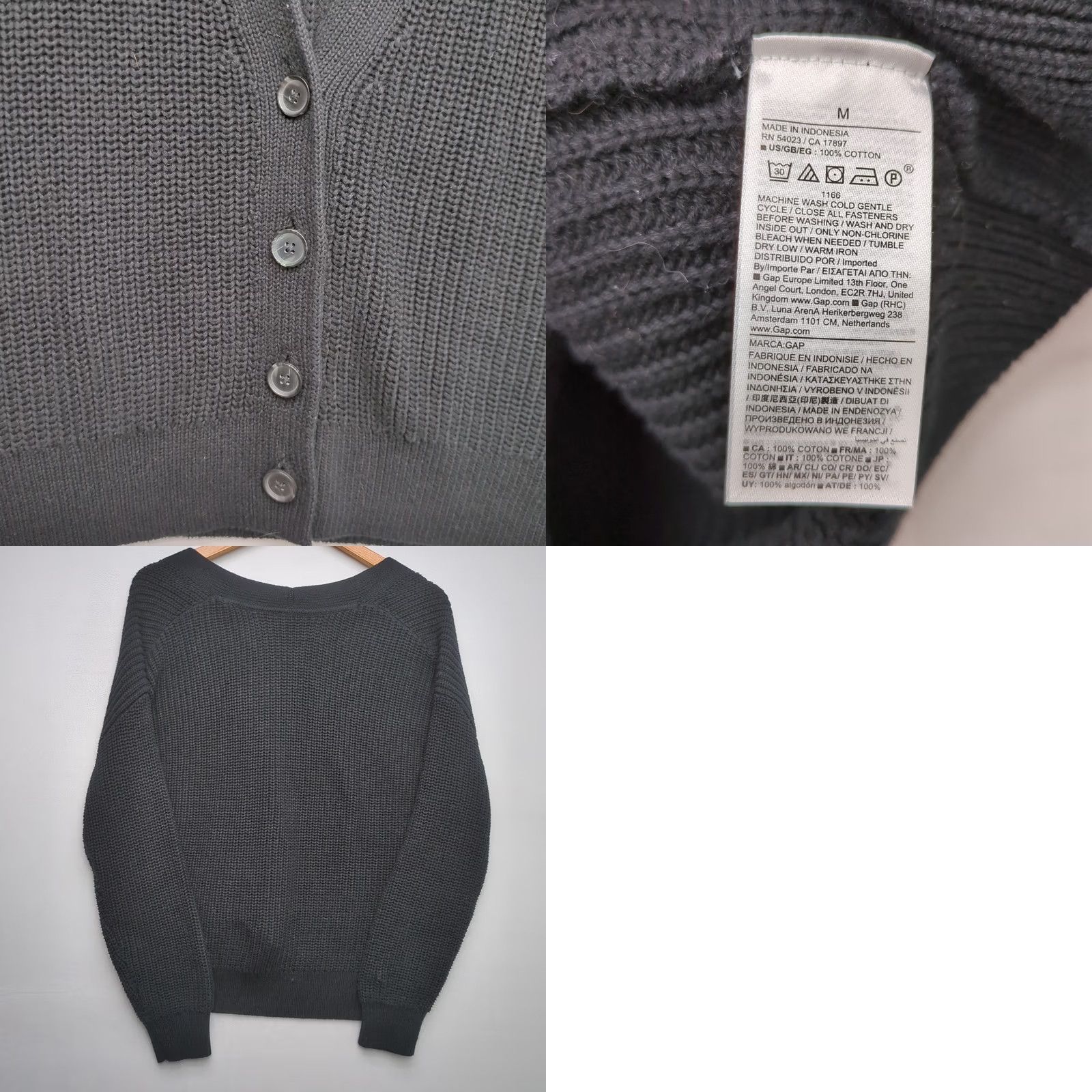 Gap Gap Cardigan Sweater Womens Medium Black Cotton Heavy Academia Button Up Size M / US 6-8 / IT 42-44 - 8 Thumbnail