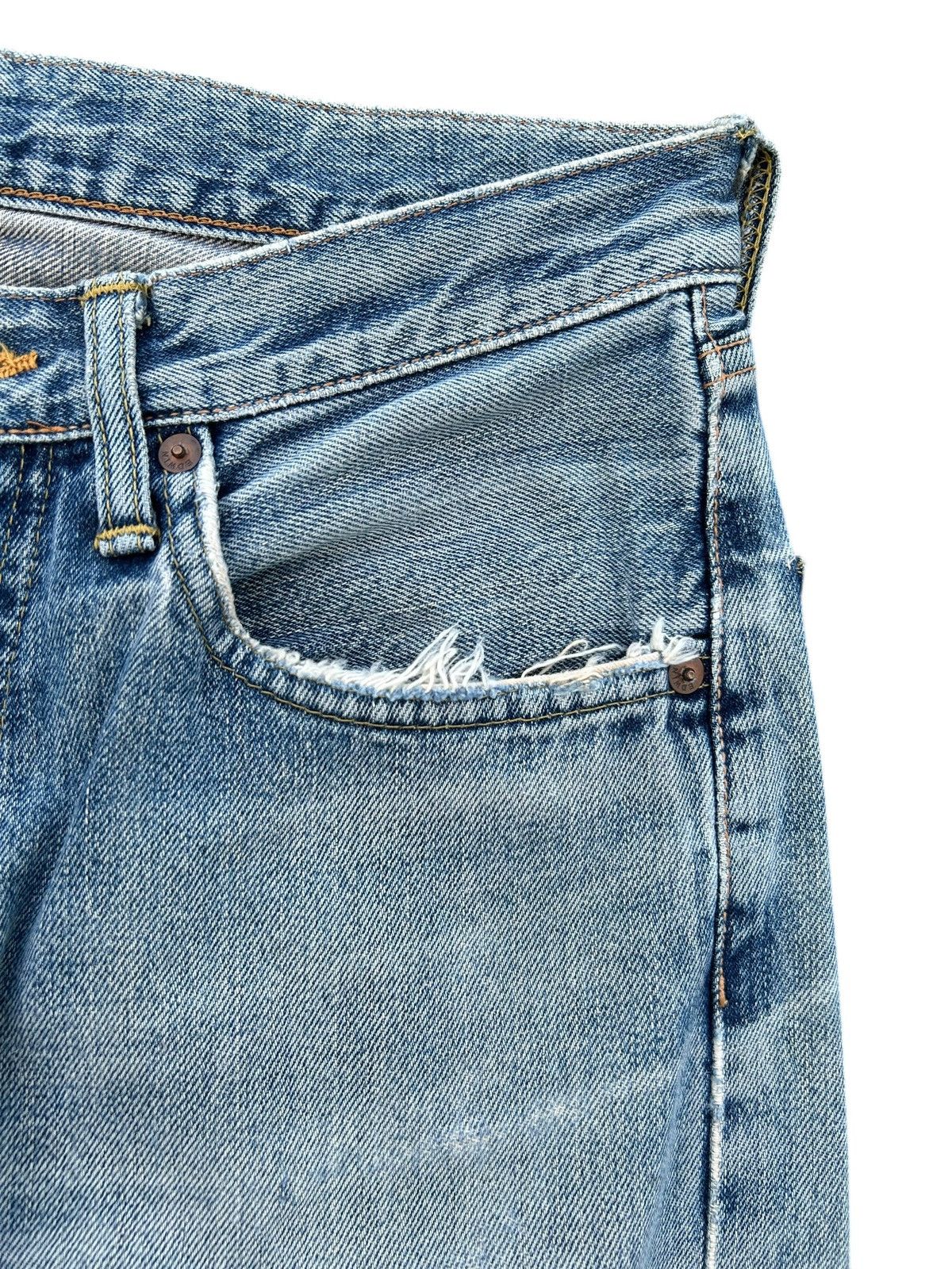 Kapital VINTAGE EDWIN 505X SELVEDGE DISTRESSED DENIM JEANS Size US 29 - 6 Thumbnail