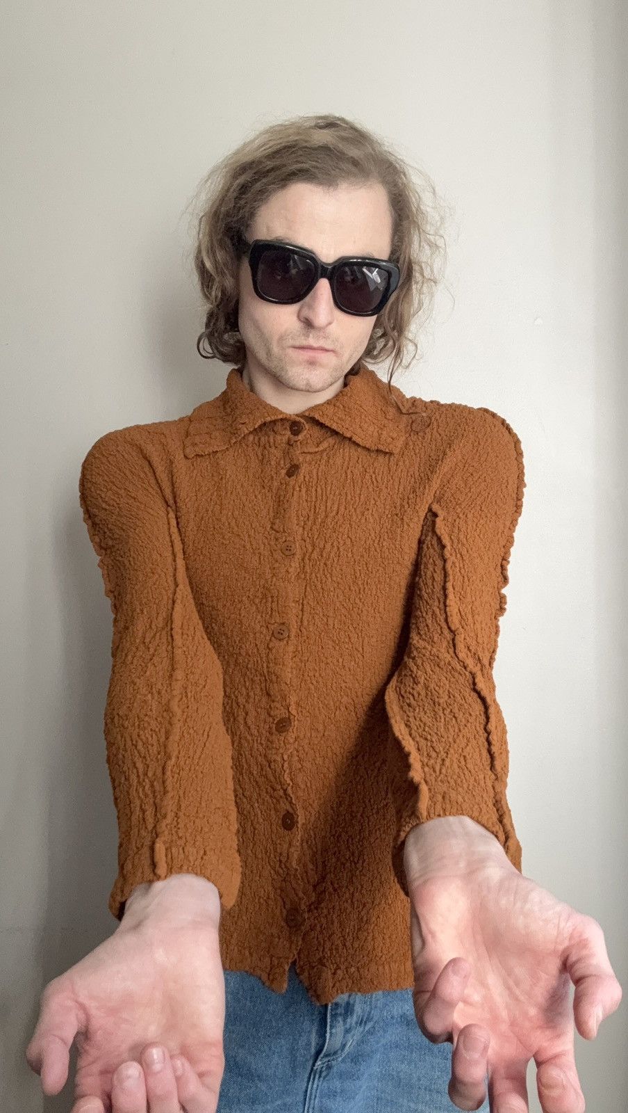 Issey Miyake ISSEY MIYAKE ME SS22 Toffee Brown Cauliflower Button Shirt Size US M / EU 48-50 / 2 - 7 Thumbnail