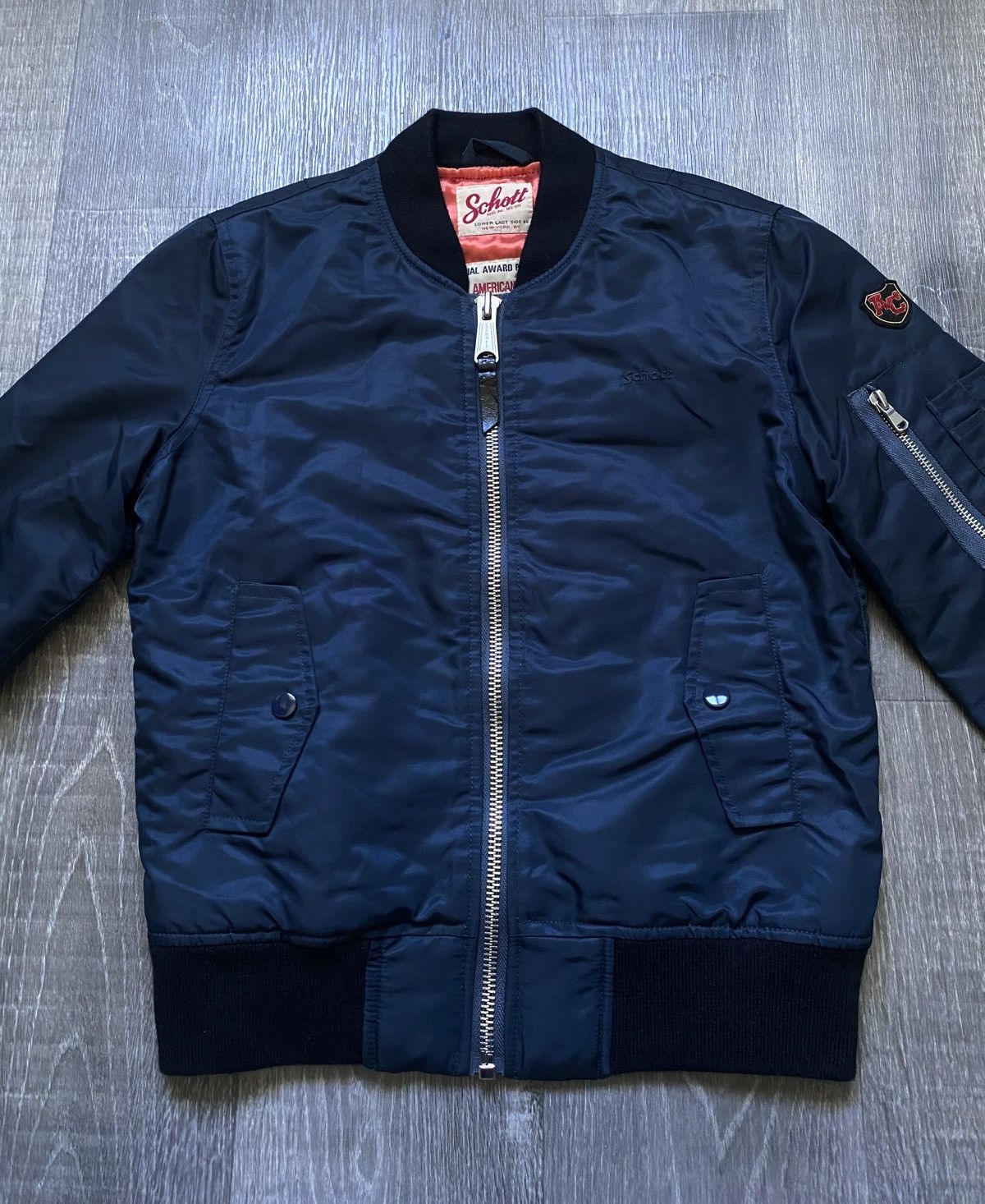 Schott Schott Bros. Inc. MA-1 American College Navy Bomber Jacket Size S / US 4 / IT 40 - 3 Thumbnail