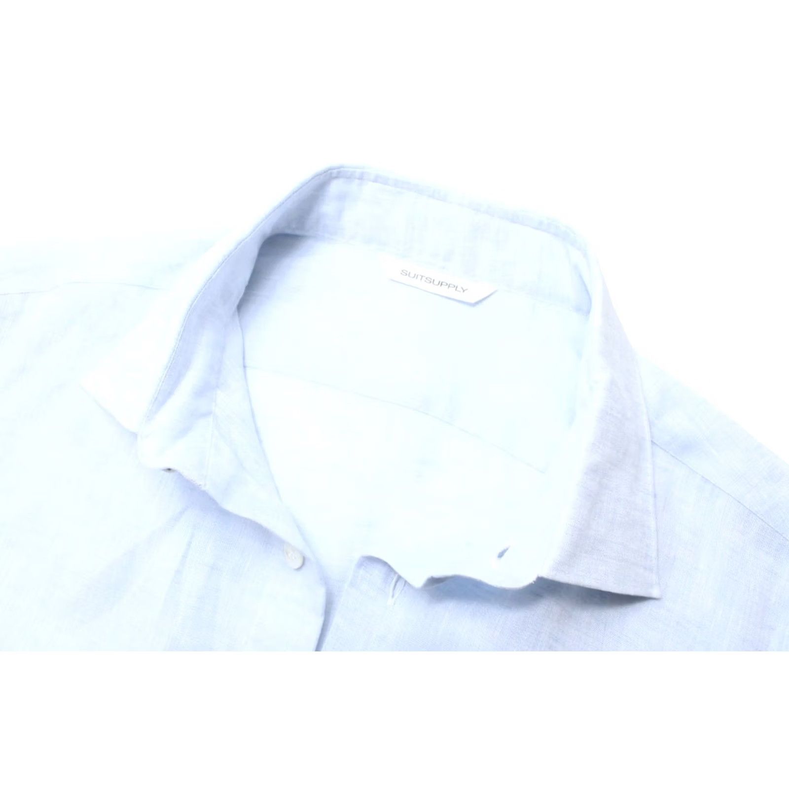 Suitsupply Suitsupply Extra Slim Fit Formal Shirt Men's XL Linen Spread Collar Button Up Size 46R - 4 Thumbnail