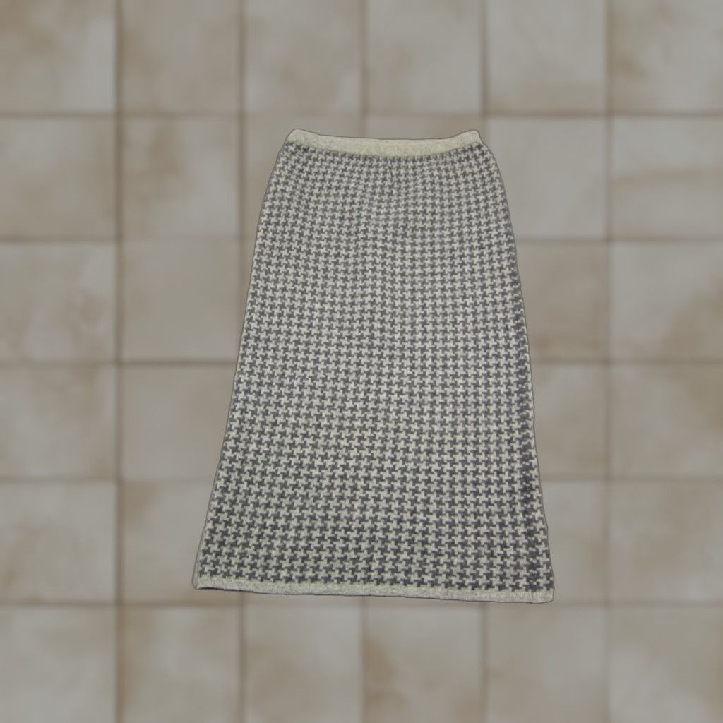 Vintage Vintage Renee Tener Skirt Womens M Gray Houndstooth A-Line Knee Length Wool Nylon Geometric 80s Size 32" / US 10 / IT 46 - 1 Thumbnail