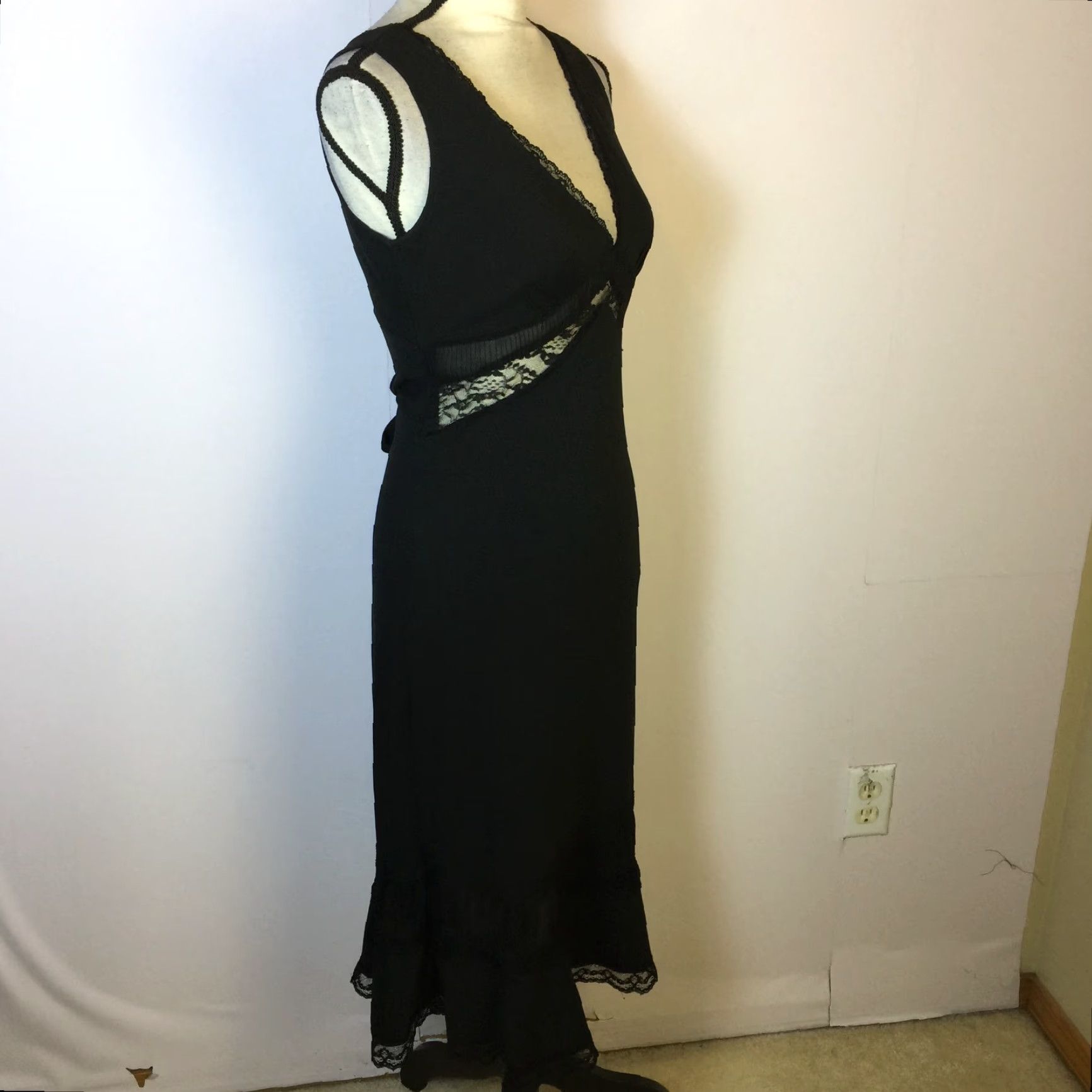 VINTAGE Express Dress Sz 5/6 Womans Black Lace Trim Y2K 90's Rory Gilmore  Girls