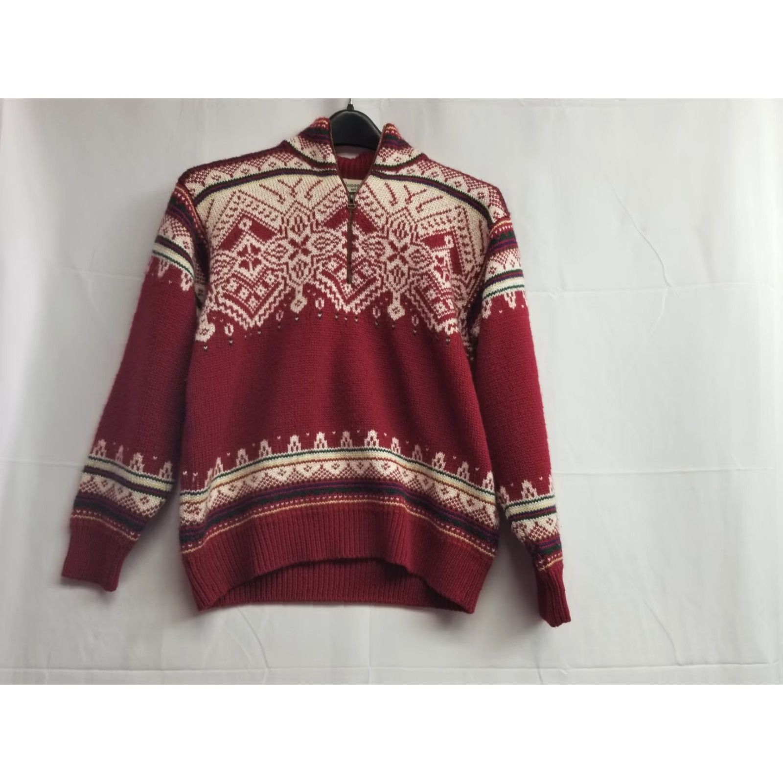 Vintage VINTAGE Appleseed's Sweater 1/4 Zip Red Women S Crew Neck Long Sleeve Fair Isle 90s Pullover Size S / US 4 / IT 40 - 2 Thumbnail