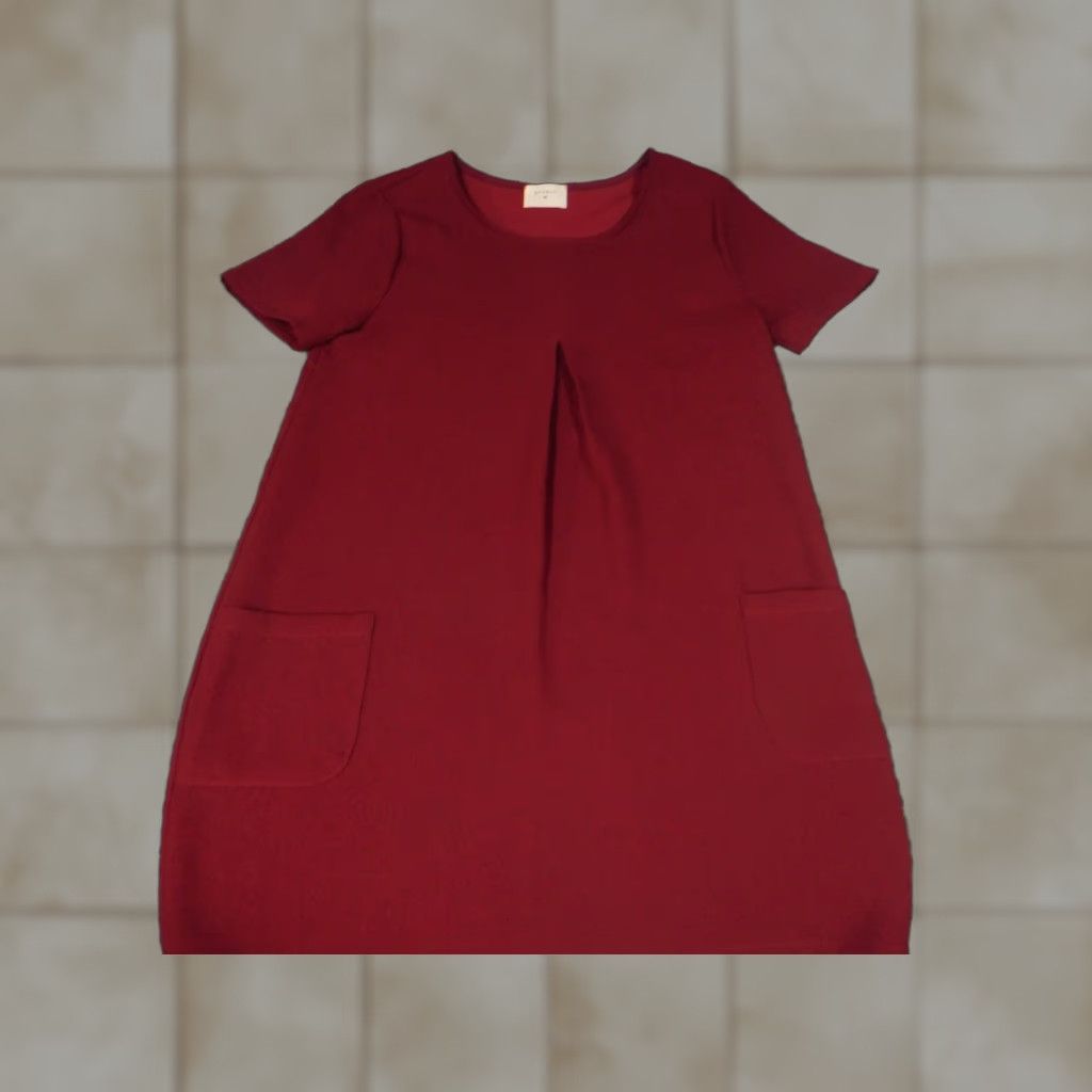 Vintage Everly Dress A-Line Womens Medium Red Short Sleeve Pullover Pockets Knee Length Lined Raglan Accent Size M / US 6-8 / IT 42-44 - 1 Thumbnail