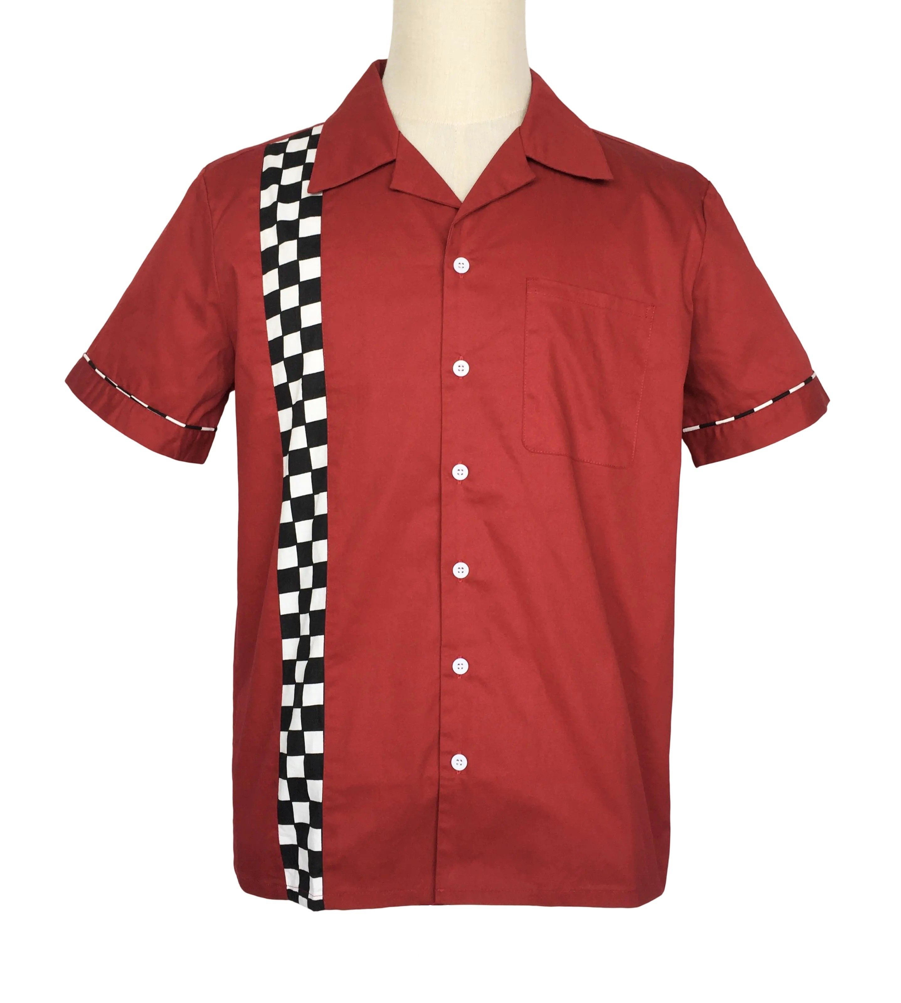 Other Mosaic Panel,Bowling Shirts,Retro Style,Men Shirts Red Size US XL / EU 56 / 4 - 1 Thumbnail