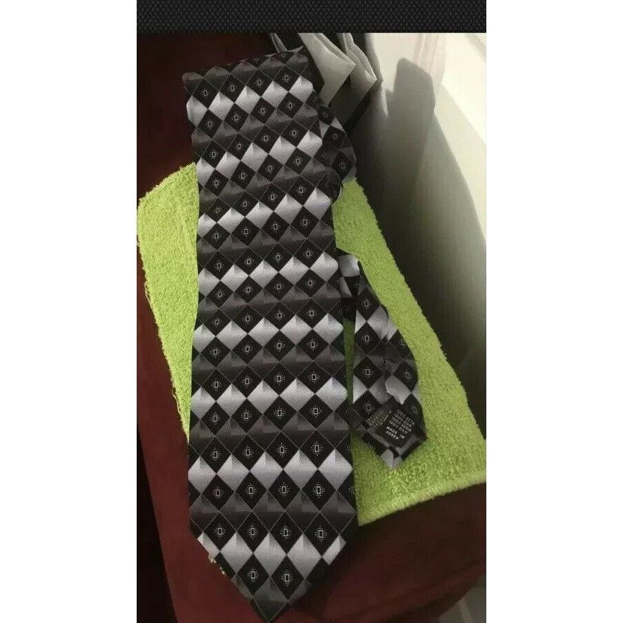 Other CHAS REED & CO HANDMADE TIE Men’s Gray/ Black Diamond Silk T Size ONE SIZE - 1 Thumbnail