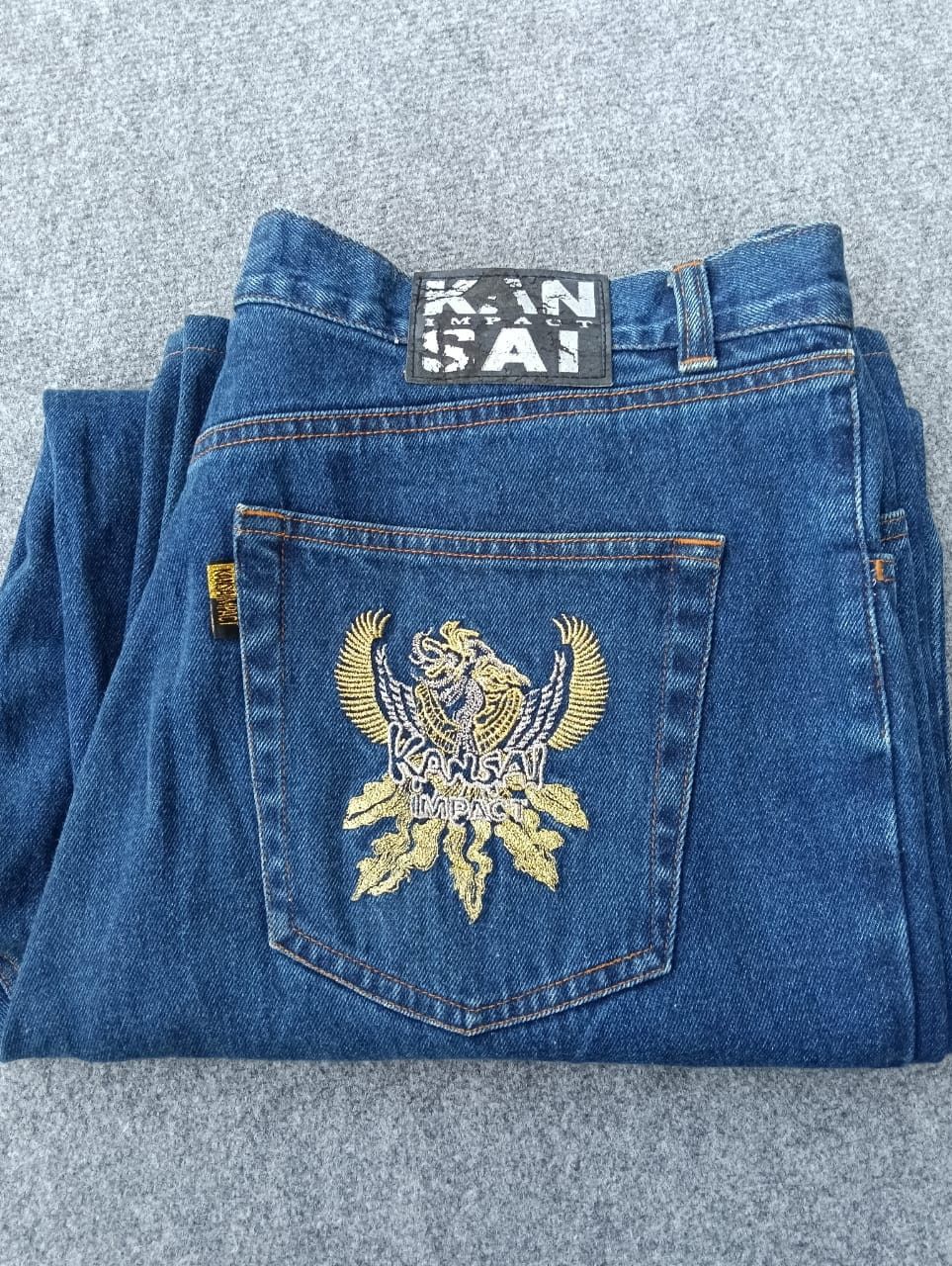 Kansai Yamamoto 90s baggy KANSAI IMPACT Embroidered Eagle Denim Jeans Size US 36 / EU 52 - 9 Thumbnail
