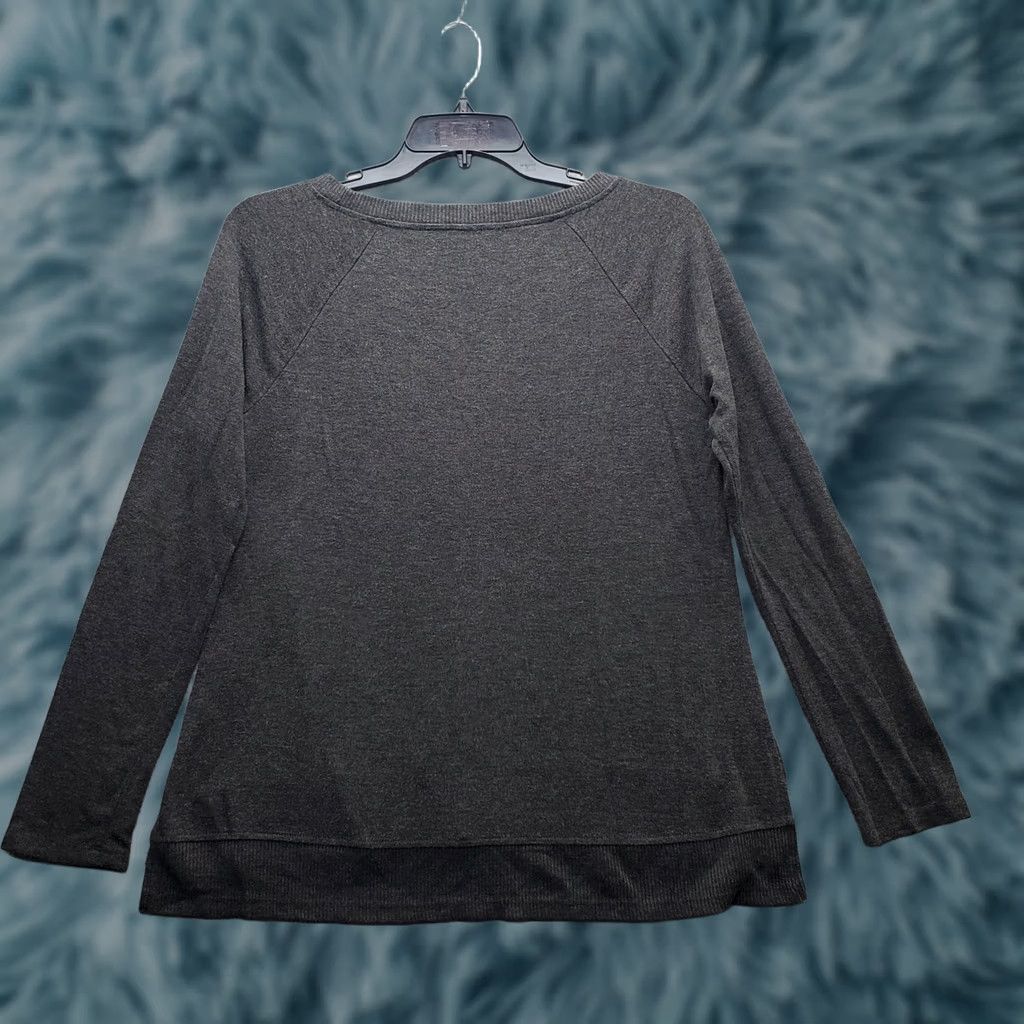 Vintage Cable & Gauge Sweater Women L Gray Long Sleeve Round Neck High Low Slit Pullover Size L / US 10 / IT 46 - 1 Thumbnail