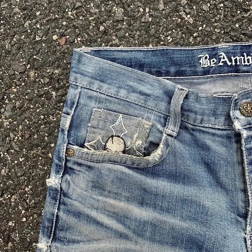 Tornado Mart SUN FADED SKULLS DISTRESSED DENIM TROUSERS BE AMBITION JEANS Size US 32 / EU 48 - 8 Thumbnail