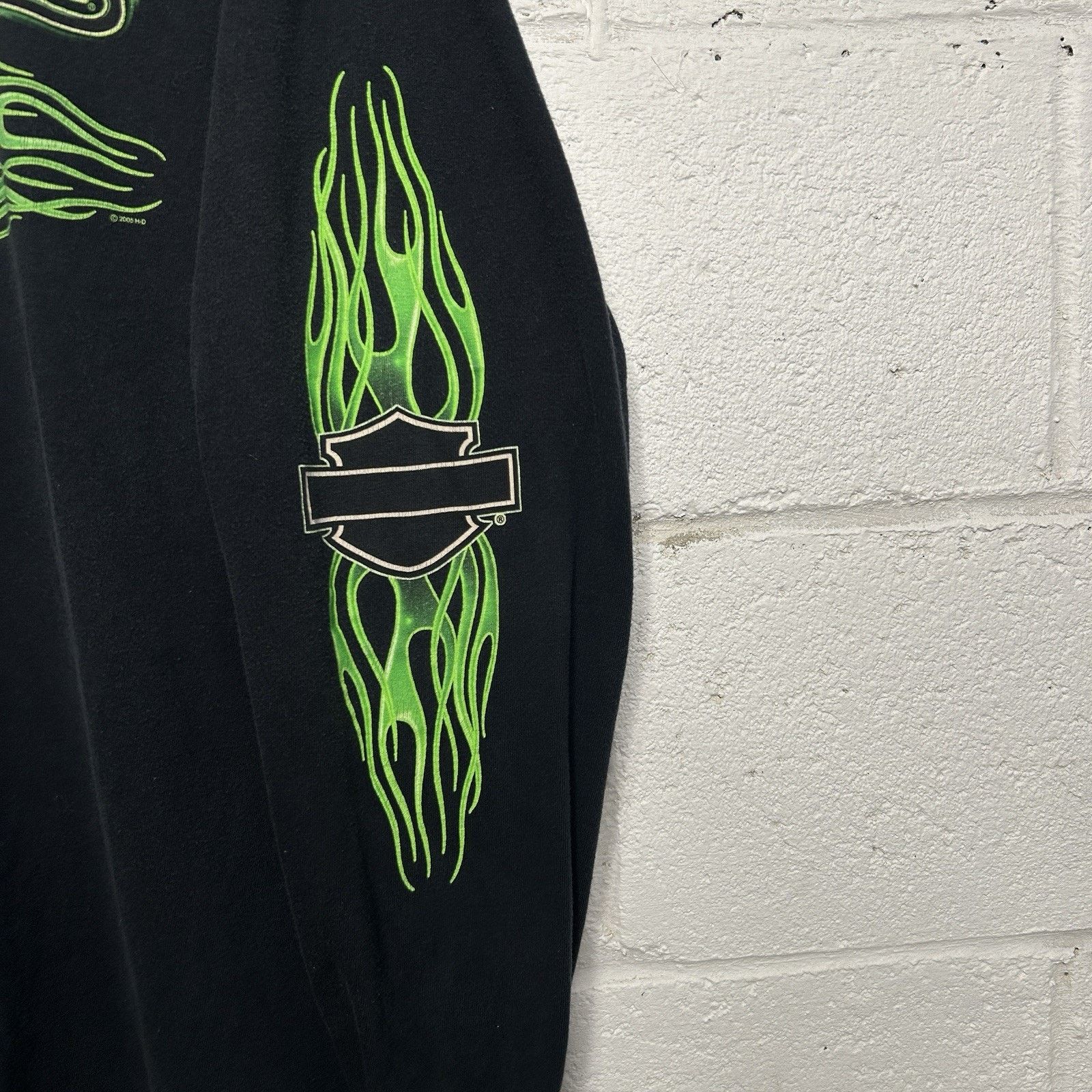 Harley Davidson Vintage Harley Davidson Flames Long Sleeve “Green Black” Size US L / EU 52-54 / 3 - 3 Thumbnail