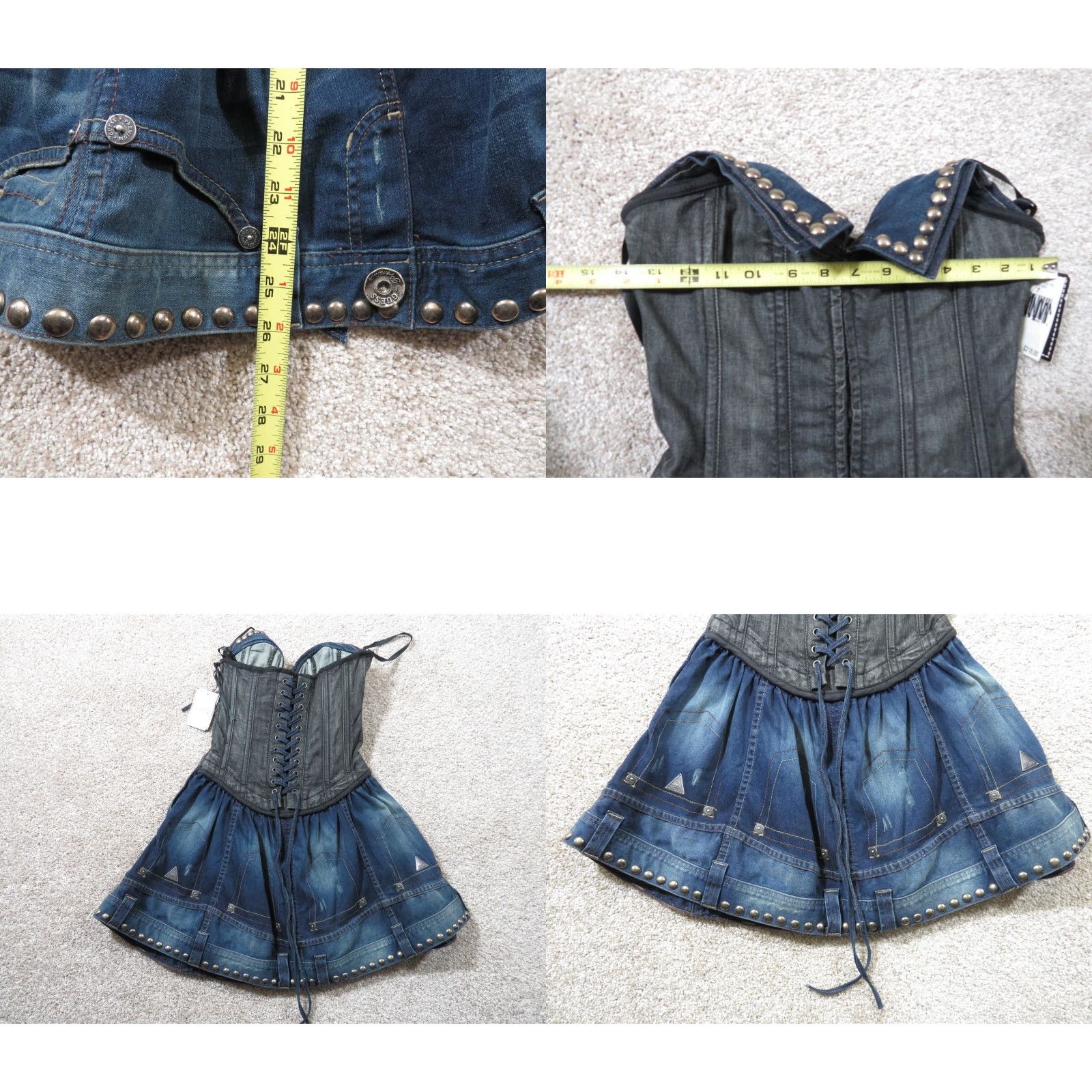 Guess VINTAGE GUESS Denim Studded Corset Bustier Top NWT 2000s Y2K Blue Denim Sleeveless Cropped Tank Regular Women Size M / US 6-8 / IT 42-44 - 8 Thumbnail