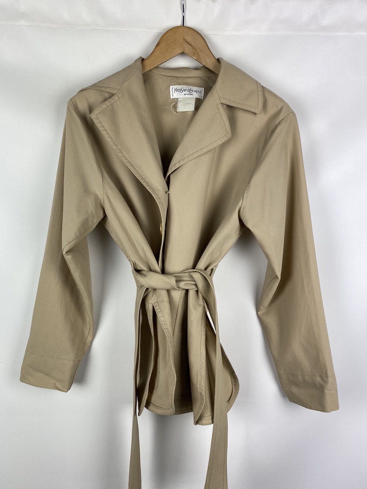 Vintage × Yves Saint Laurent Vintage Yves Saint Lauren YSL wool belted blazer jacket Size M / US 6-8 / IT 42-44 - 20 Thumbnail