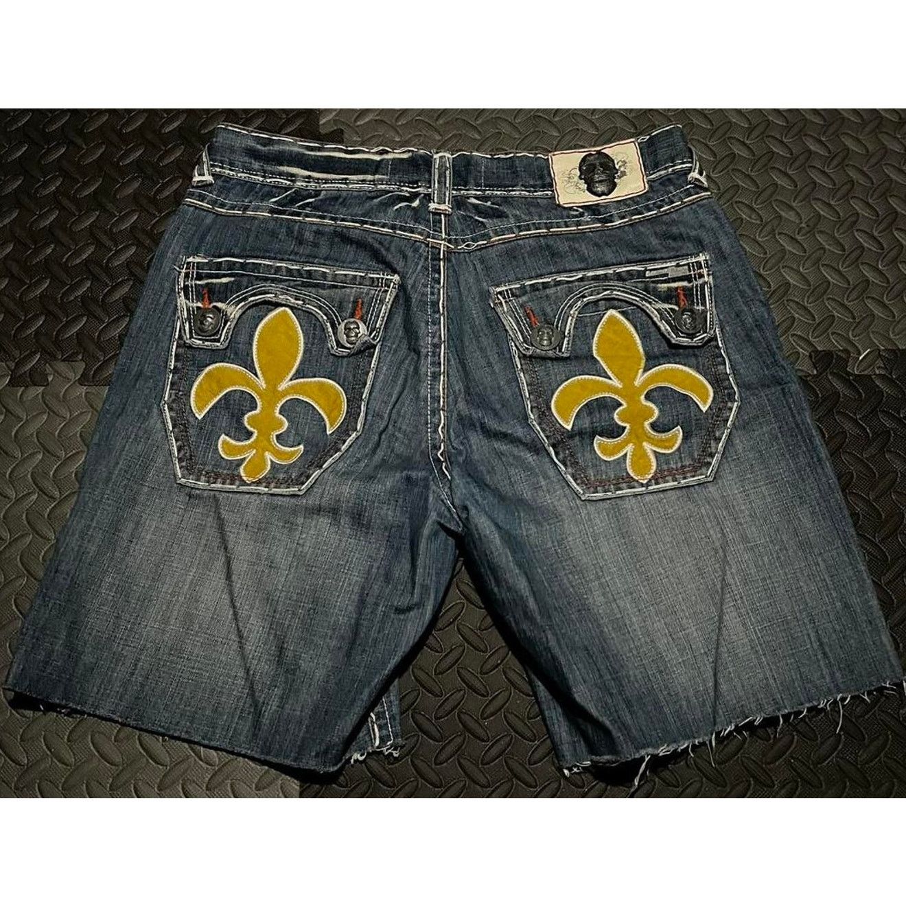 Other Baggy Vintage Laguna Beach Swarovski Hand Made Denim Shorts Size US 36 / EU 52 - 6 Thumbnail