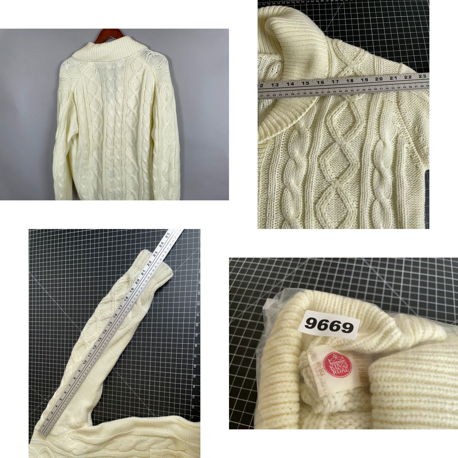 Sears VINTAGE Sears Men's Cable Knit Cardigan Sweater Adult XL Ivory 70s Casual Fall Winter Size US XL / EU 56 / 4 - 8 Thumbnail