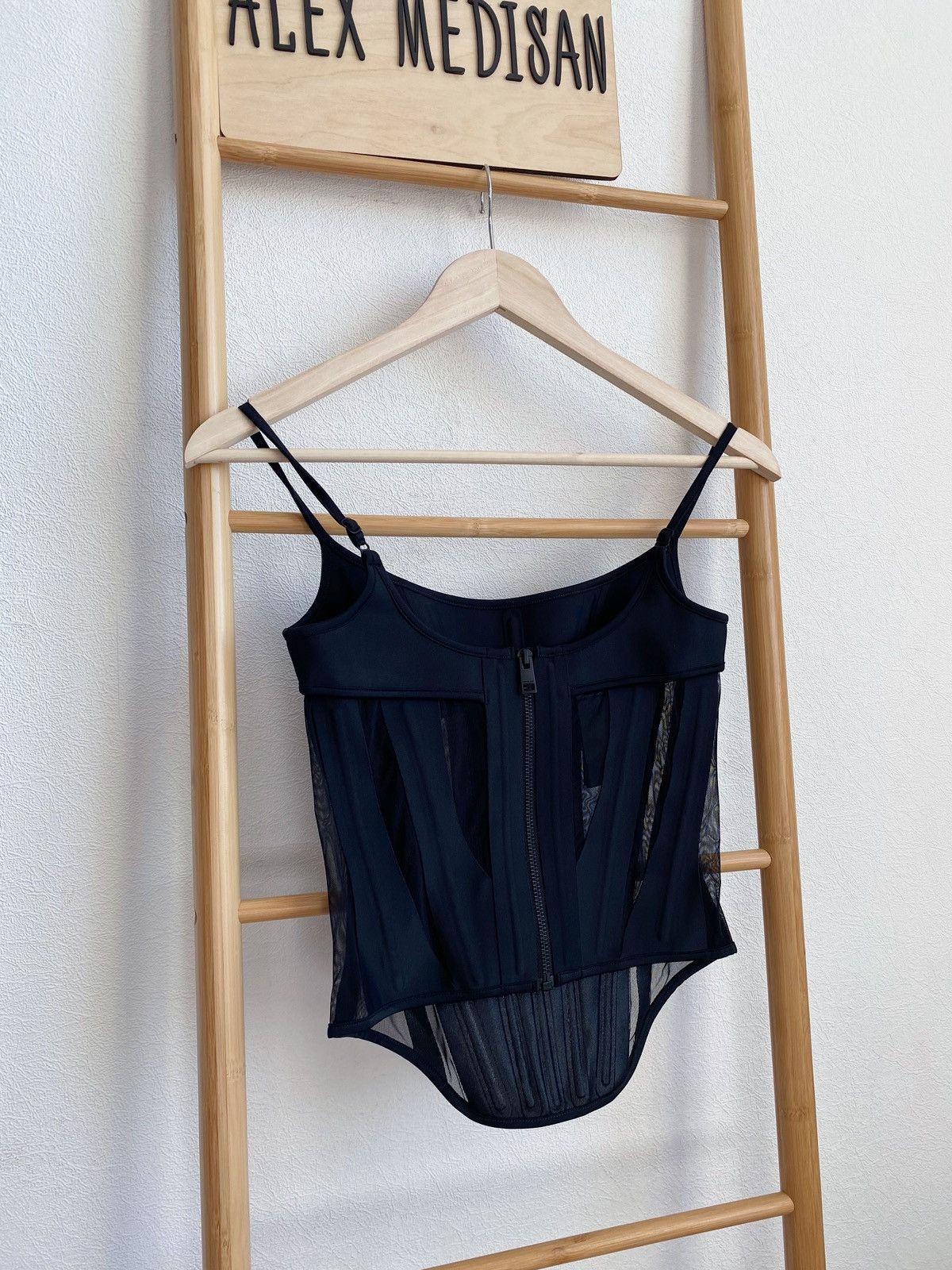 Mugler Mugler x H&M Mesh-Paneled Corset Top Black Size XS Size XS / US 0-2 / IT 36-38 - 8 Thumbnail