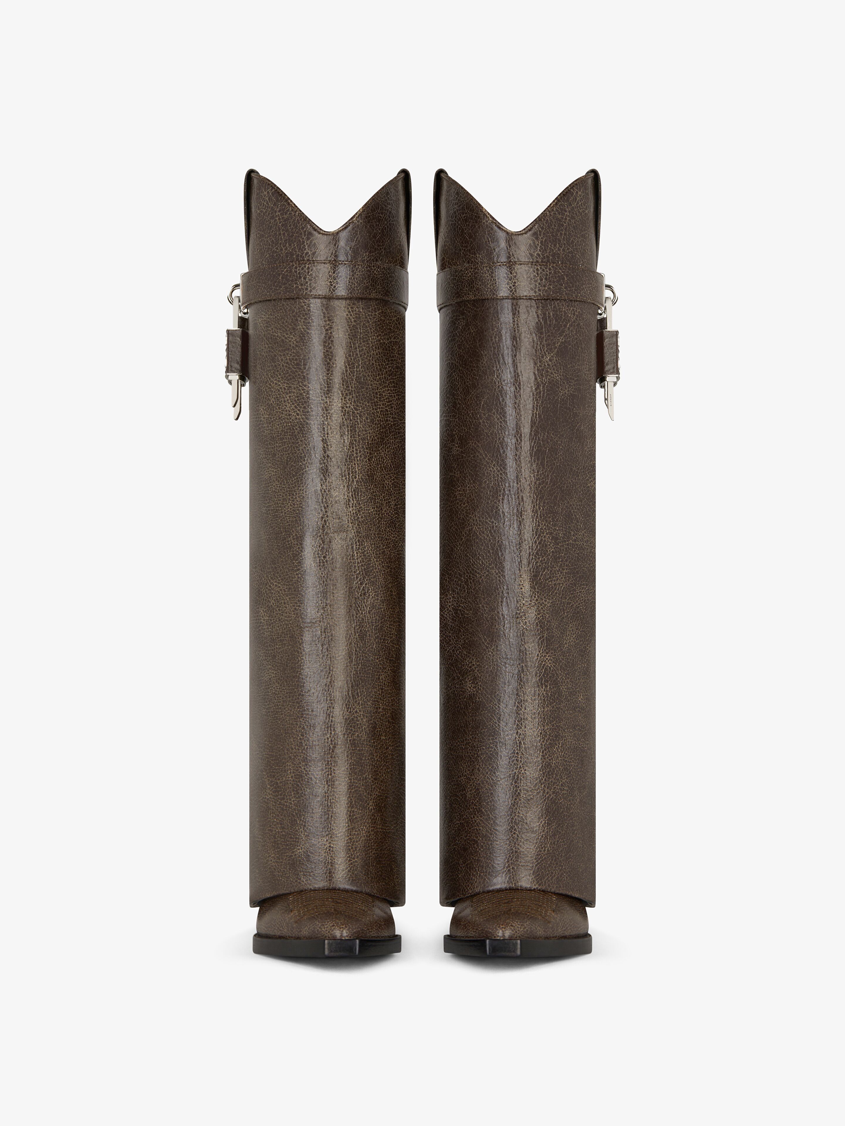 Givenchy o1srvl11e0525 Shark Lock Cowboy High Boots 60mm Walnut Brown Size US 7 / IT 37 - 2 Thumbnail