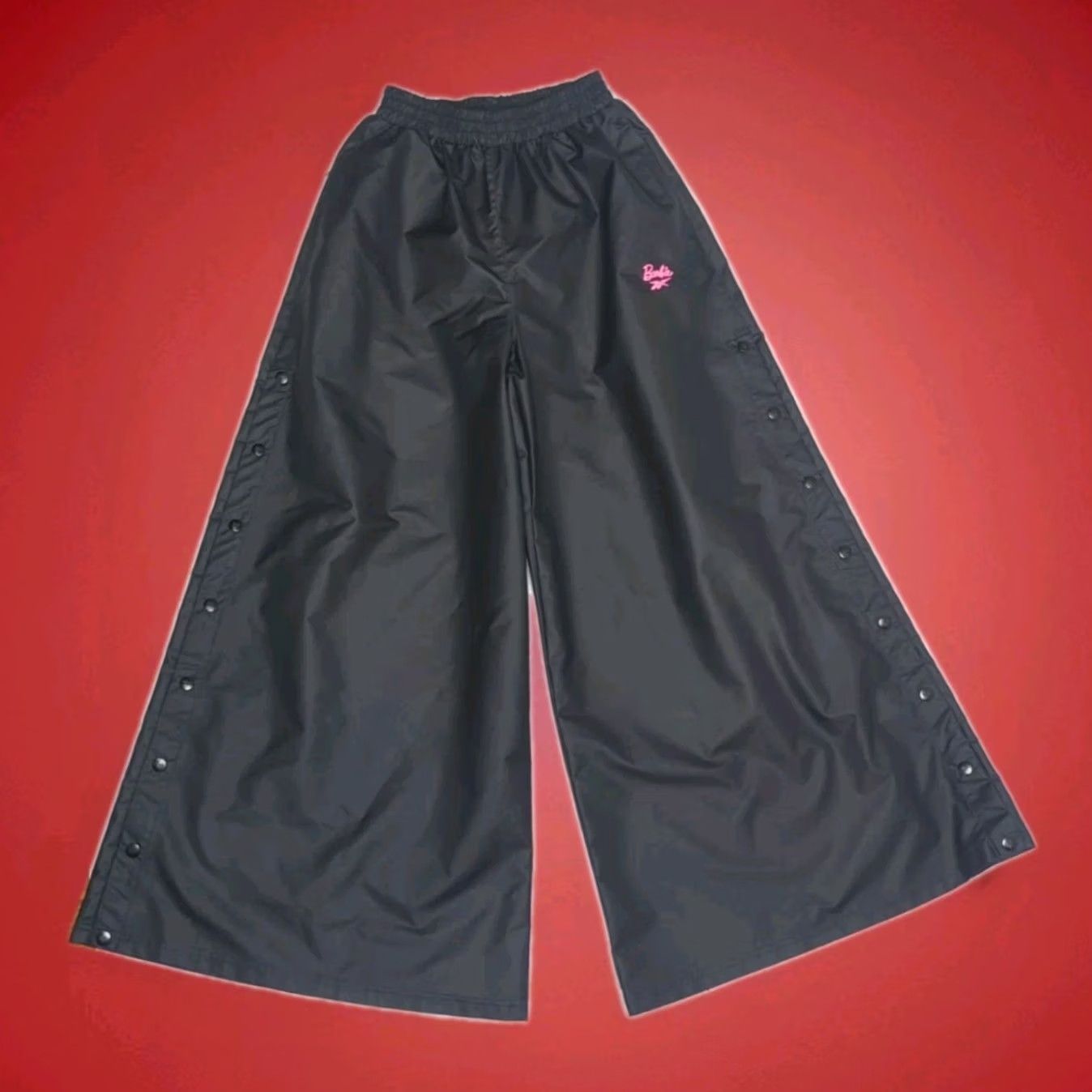 Reebok Reebok Pants Adult Small Black Barbie Energy Wide Leg Track Skater Punk Jenco Womens Size 28" / US 6 / IT 42 - 3 Thumbnail
