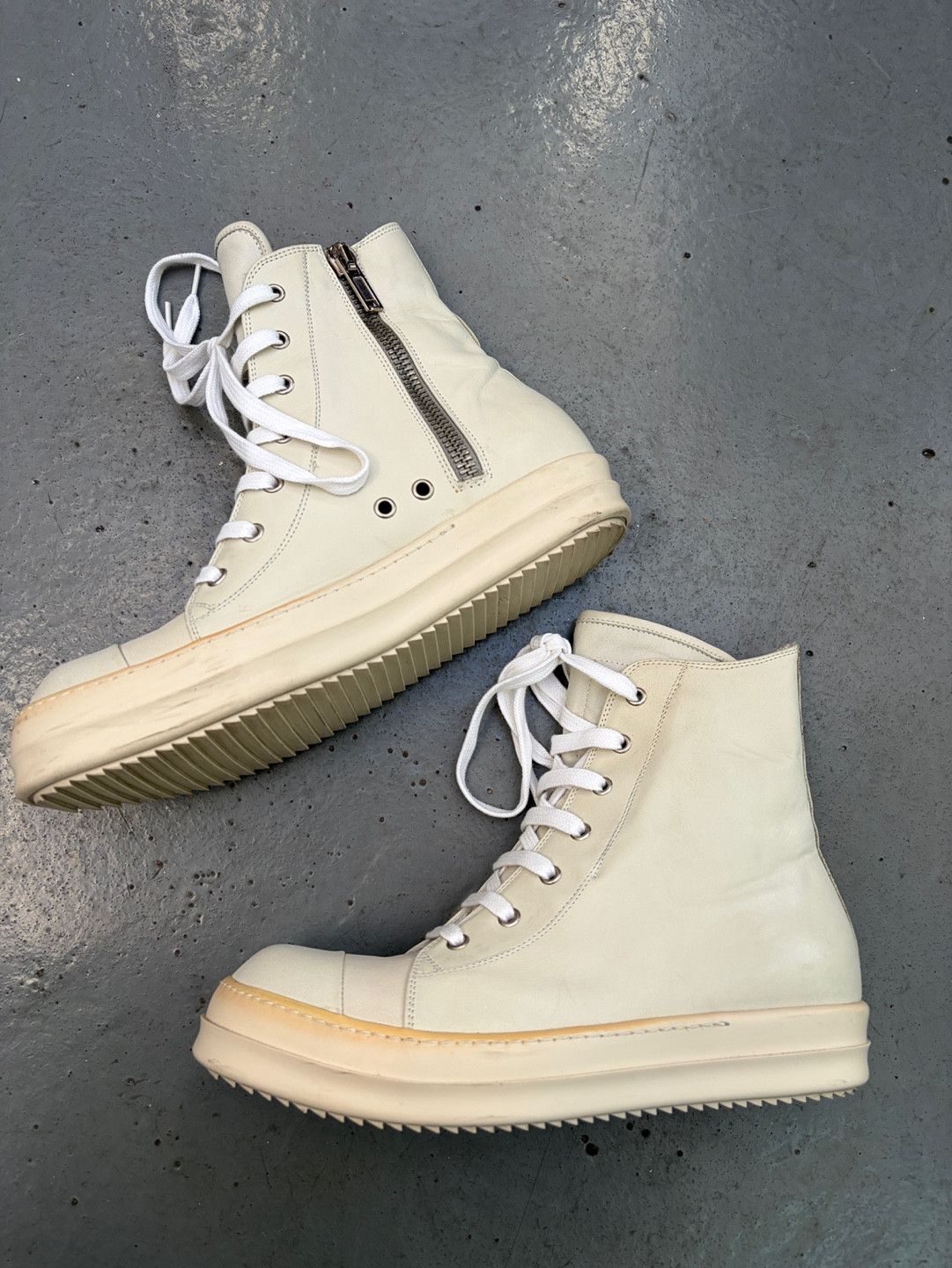 Rick Owens Rare Rick Owens F/W 12 Milk Leather Ramones High DRKSHDW Size US 8.5 / EU 41-42 - 11 Thumbnail