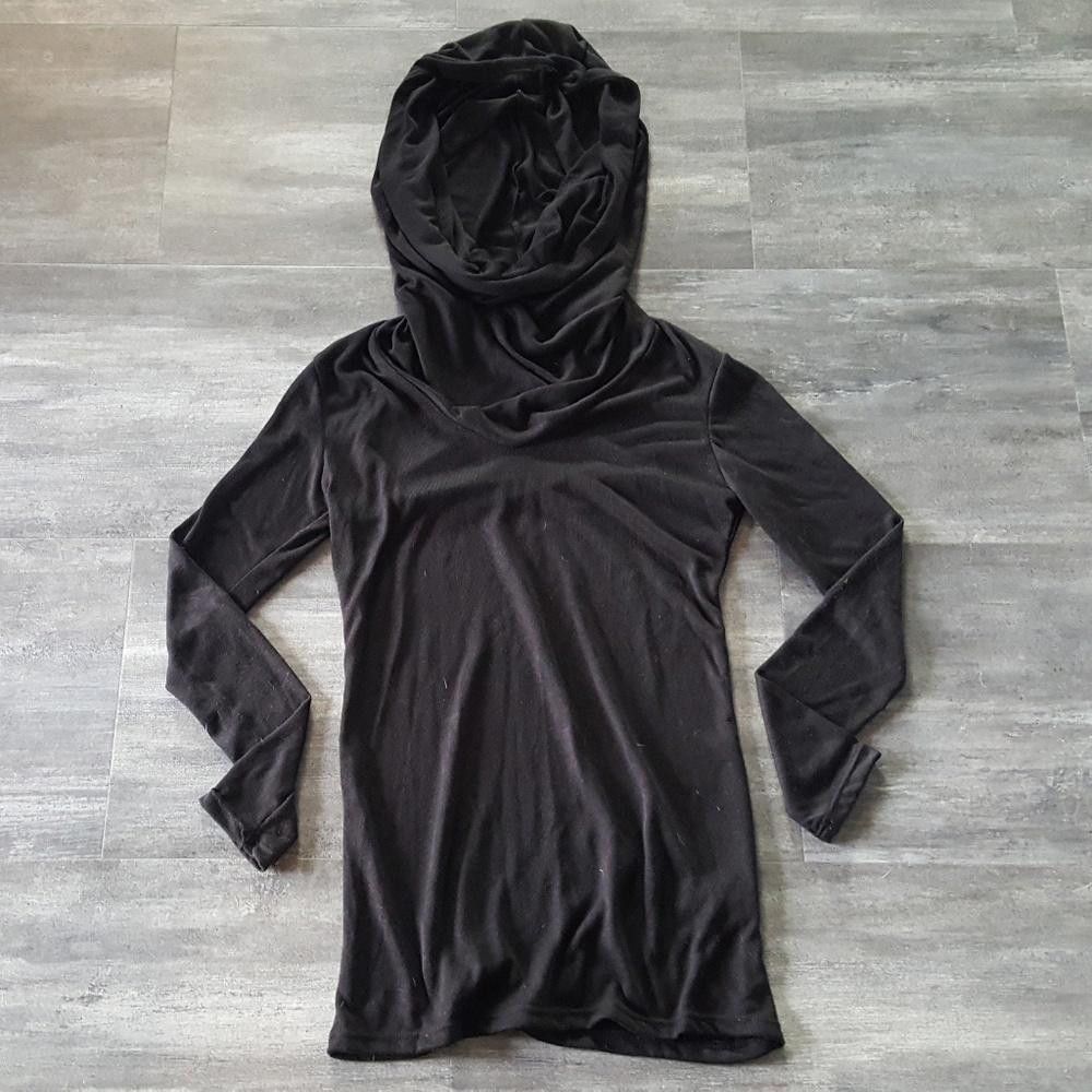Designer Black Hooded Casa Long Sleeve Mini Size XL / US 12-14 / IT 48-50 - 1 Thumbnail