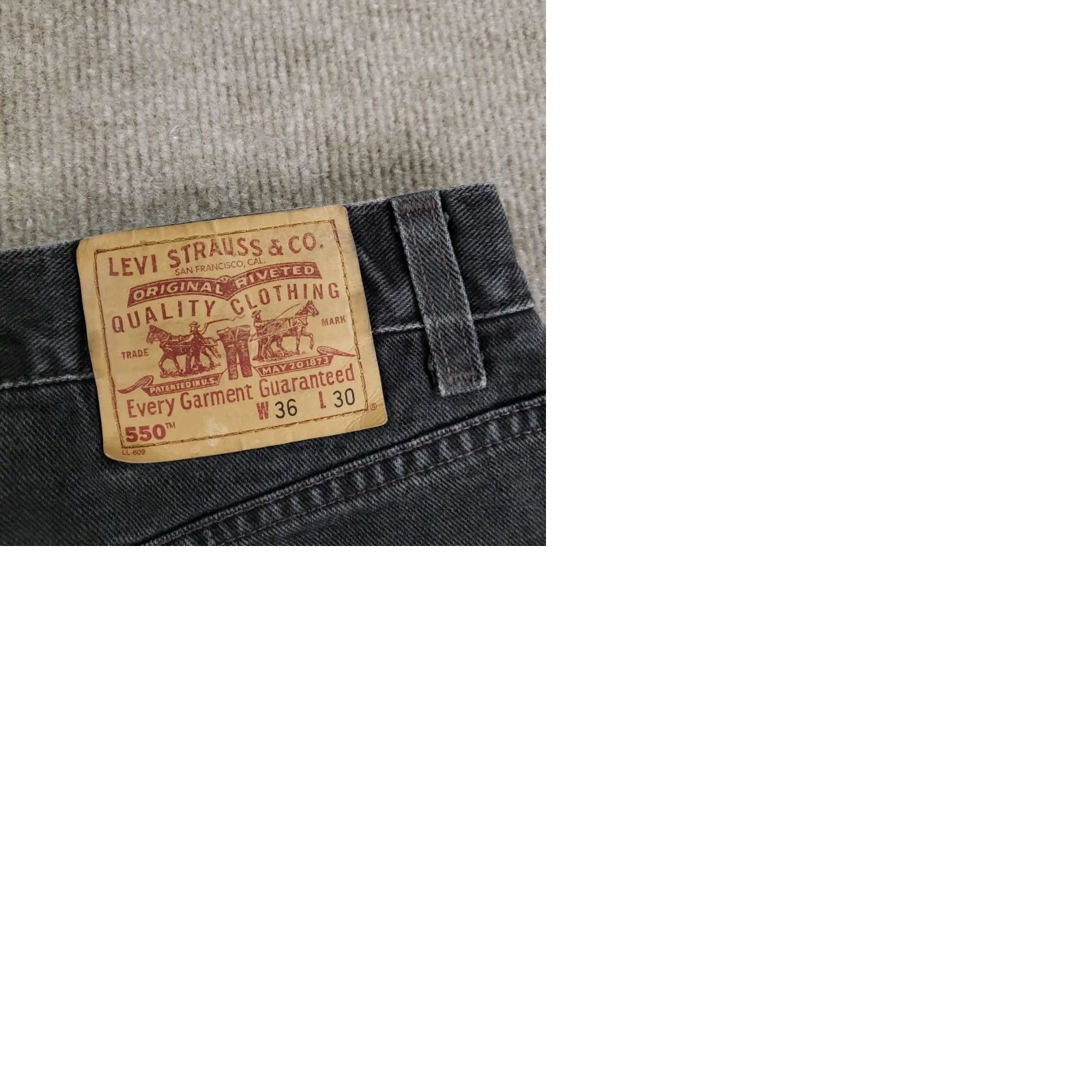 Levi's Levi's 550 Jeans Mens Black Denim 36x30 Relaxed Fit Straight Leg (34x28 Actual) Size US 36 / EU 52 - 11 Thumbnail