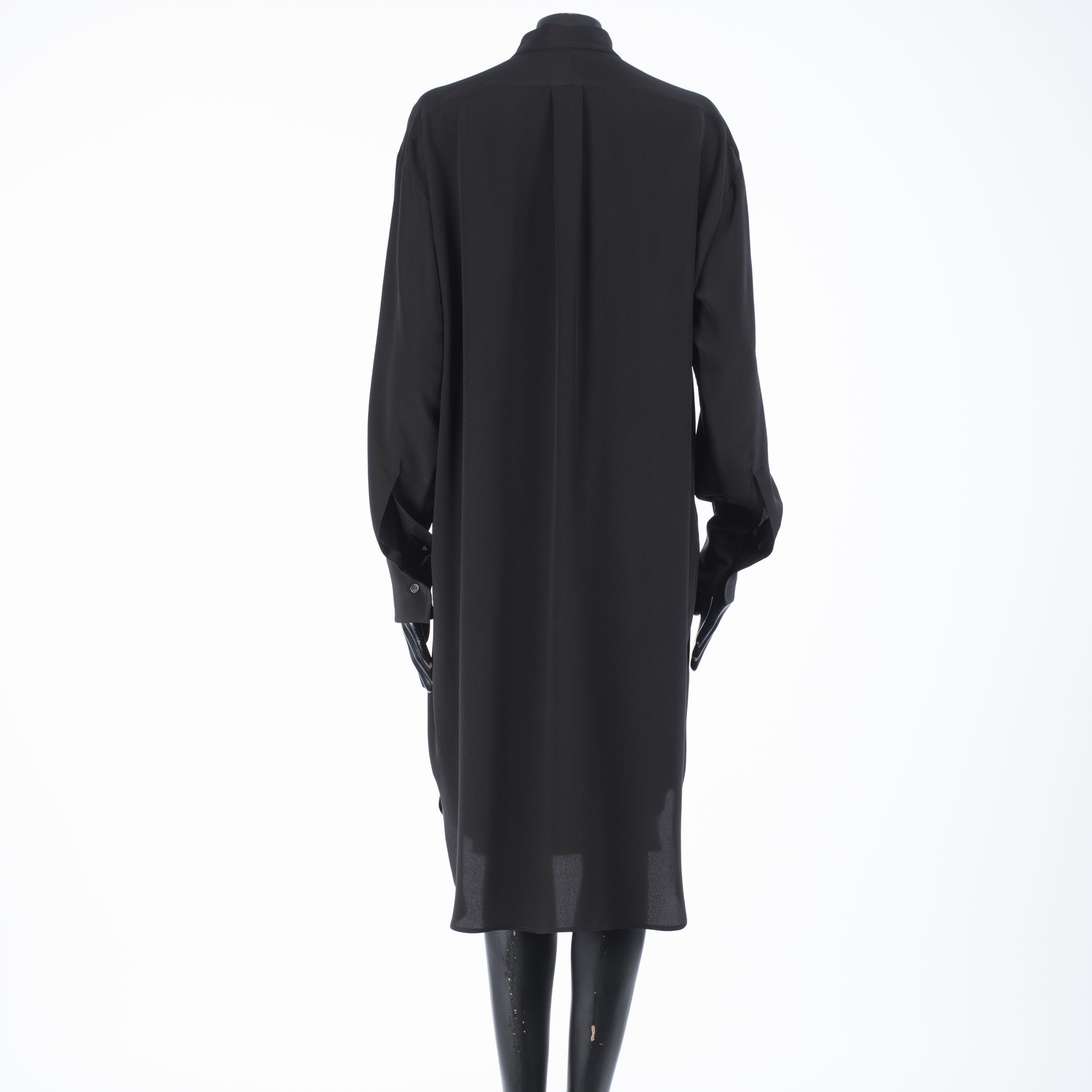 Bottega Veneta Black Quilted Silk Crepe De Chine Shirt Dress Size S / US 4 / IT 40 - 5 Thumbnail