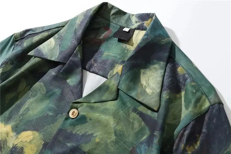 Japanese Brand Y2K Retro Hip Hop Flower Oil Paint Button Short Sleeve Shirt Size US L / EU 52-54 / 3 - 3 Thumbnail