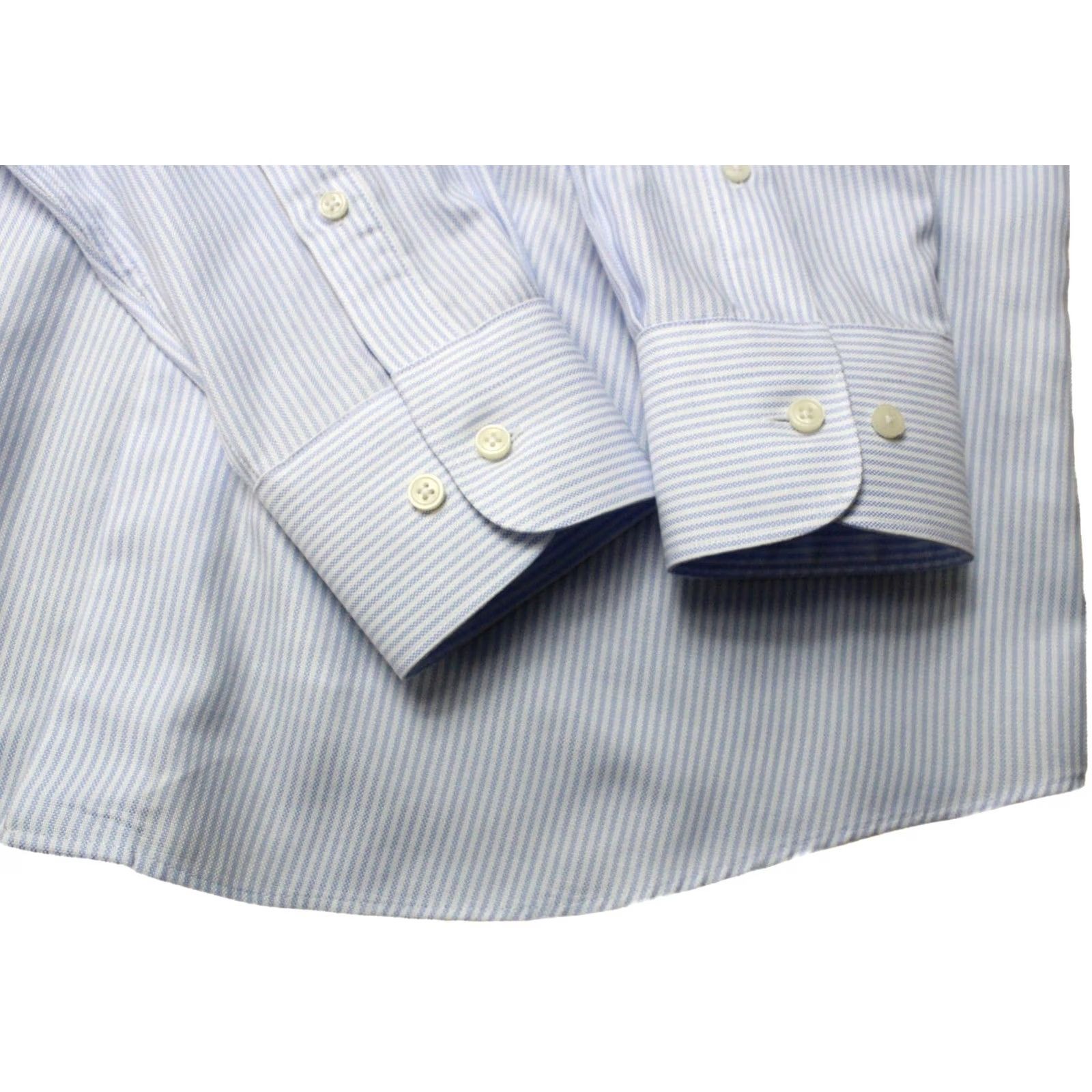 Suitsupply Suitsupply Dress Shirt Men 43L / 17L Extra Slim Cutaway Collar Blue Pinstriped Formal Shirt Size 46R - 5 Thumbnail