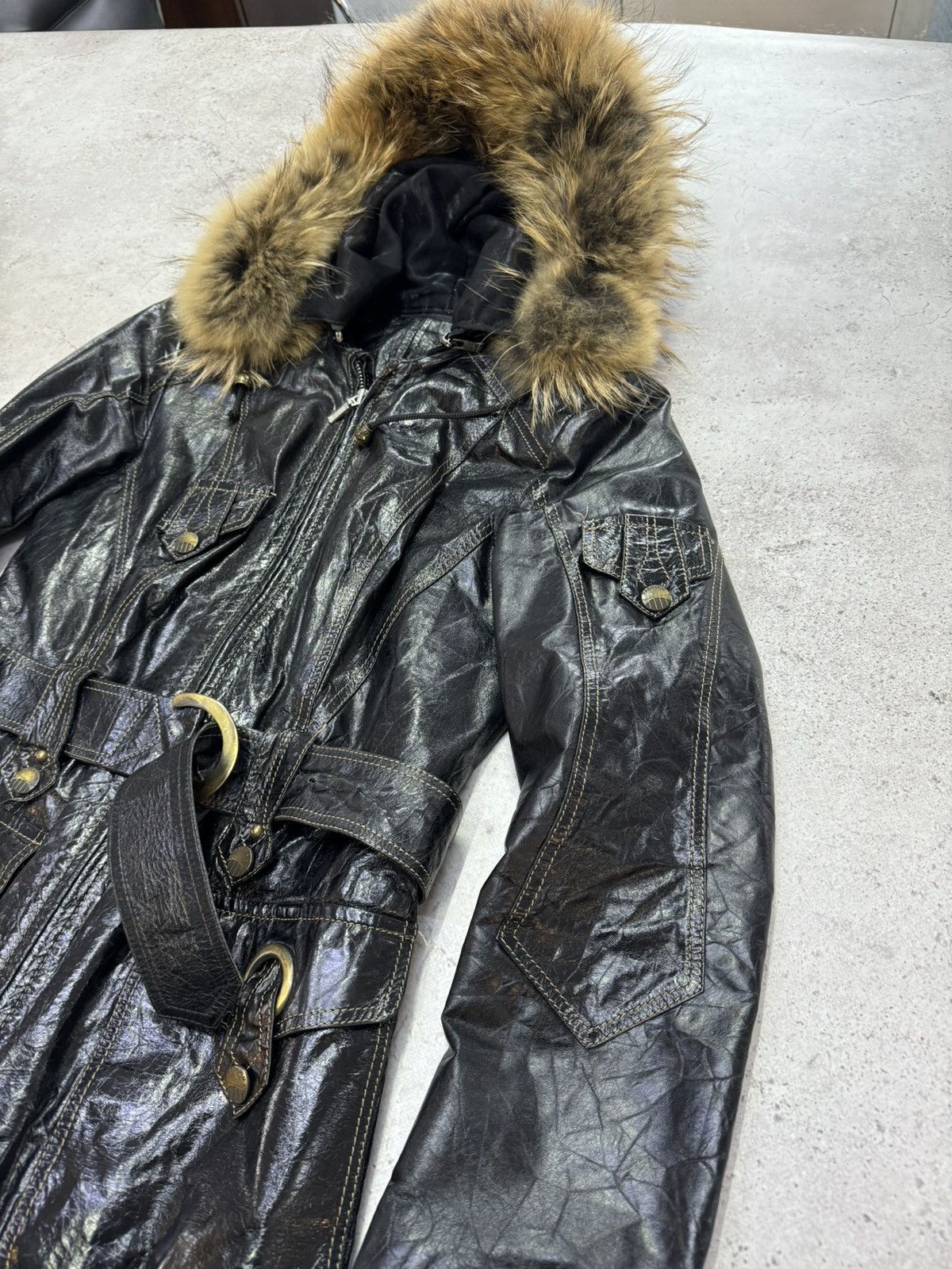 Yohji Yamamoto Vintage Patent Leather Fur Hood Jacket Size US S / EU 44-46 / 1 - 11 Thumbnail