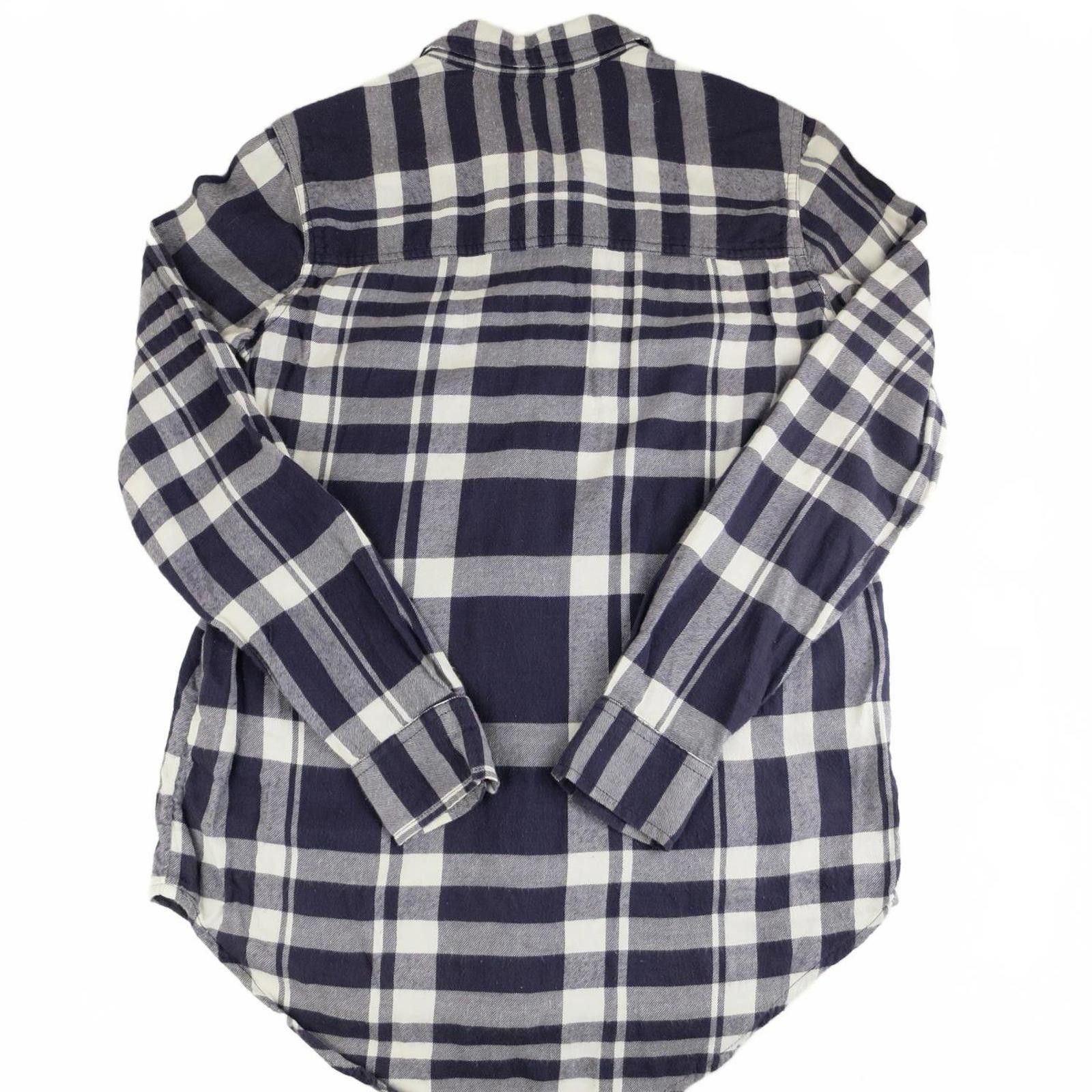Other Aerie Navy/Purple and White Plaid Button-Up Flannel Shirt XS Size XS / US 0-2 / IT 36-38 - 4 Thumbnail