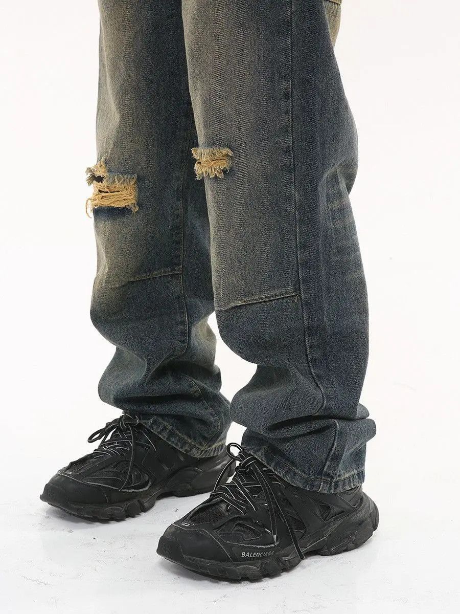 Japanese Brand Retro loose ripped high street jeans Size US 32 / EU 48 - 3 Thumbnail