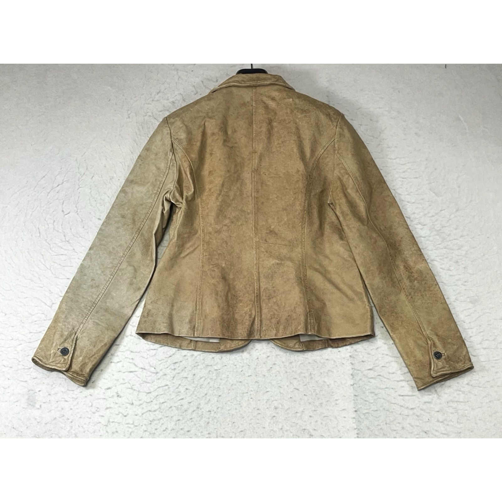 Vintage Vtg Jakett New York Leather Jacket Women's L Tan Biker Lined One Button Blazer Style Size L / US 10 / IT 46 - 2 Thumbnail