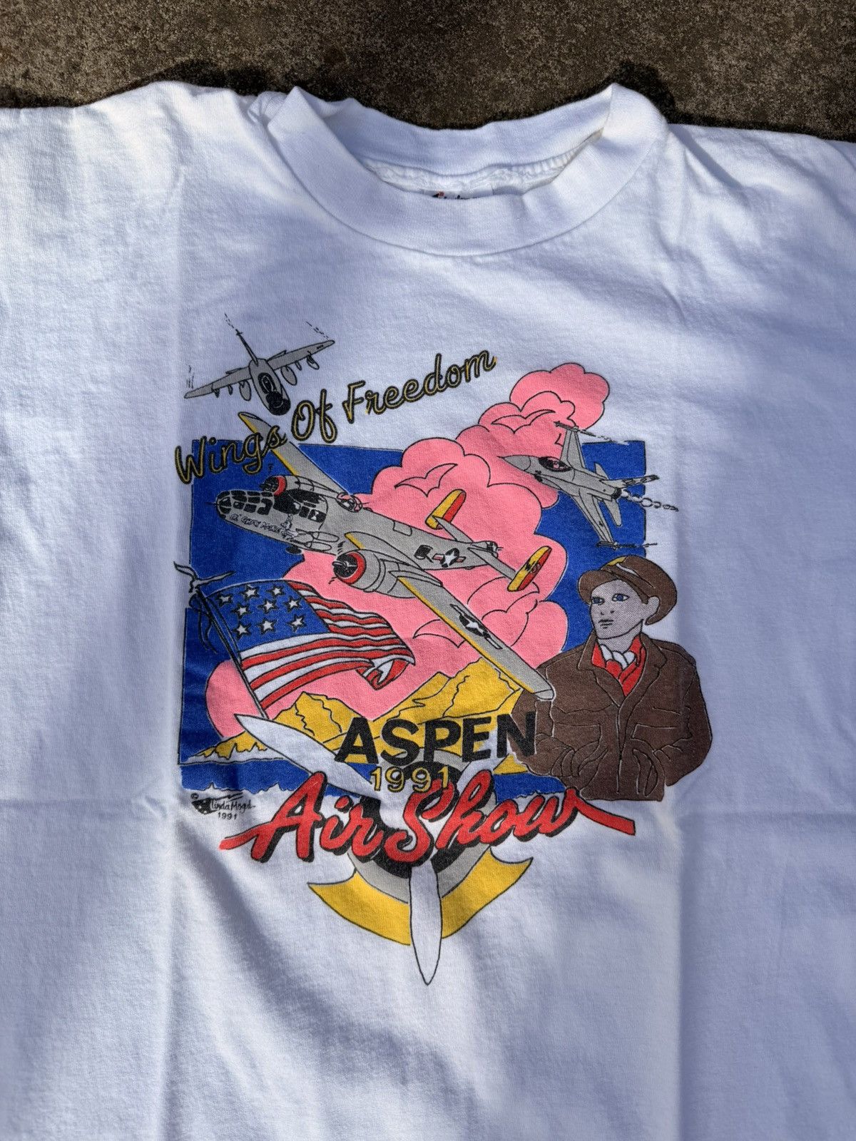 Vintage 1991 Aspen Air Show Wings of Freedom Tee L Single Stitch Size US L / EU 52-54 / 3 - 2 Thumbnail