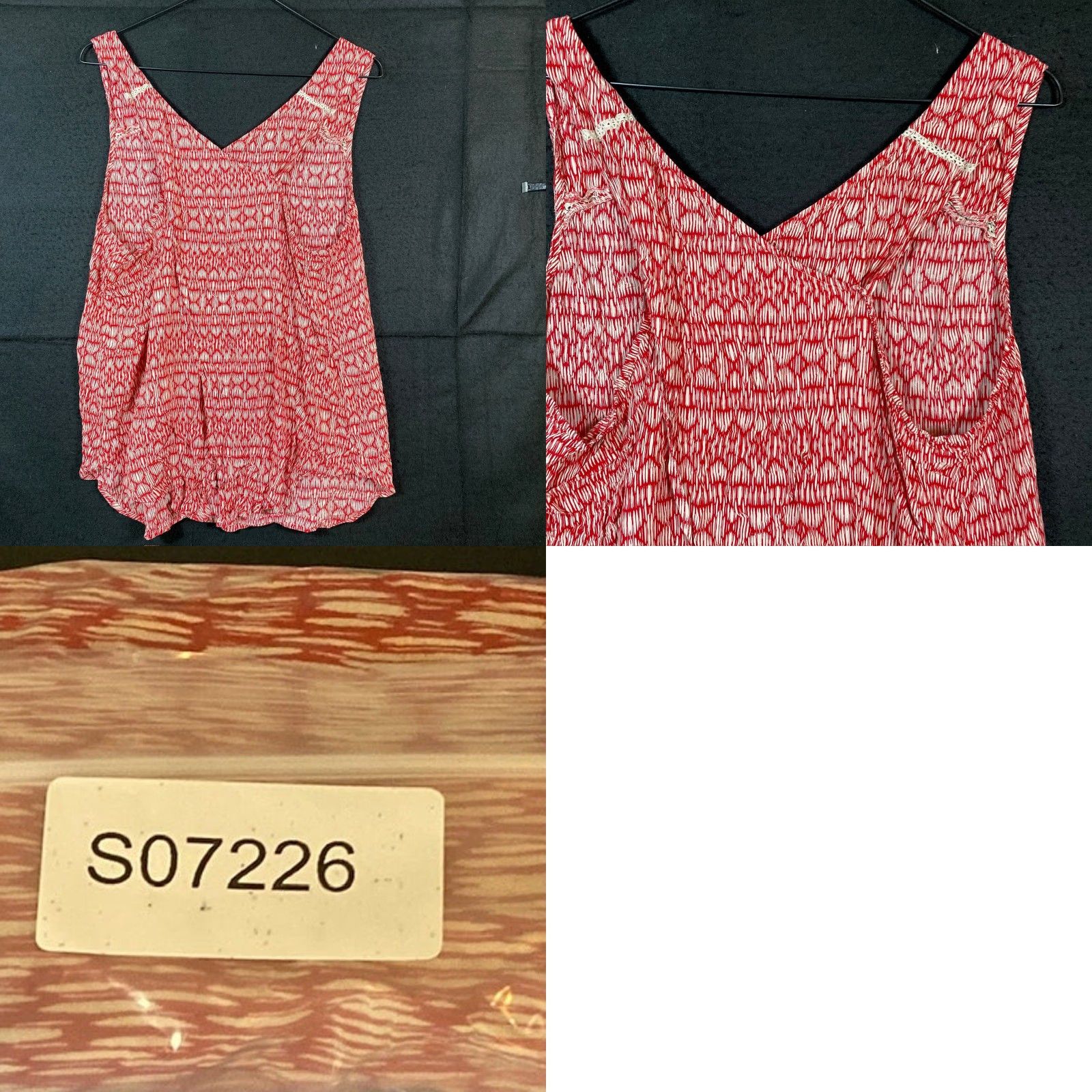 Lucky Brand Lucky Brand Womens Tank Red White Geometric Stripe V-Neck Sleeveless L Shirt Size L / US 10 / IT 46 - 8 Thumbnail