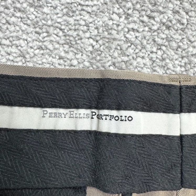 Brooks Brothers Perry Ellis Portfolio Pants Mens 38x30 Taupe Brown Straight Pleated Front Dress Pants Mens Regular Brown 38 in Polyester Rayon Brand Brooks Brothers Size US 38 / EU 54 - 7 Thumbnail