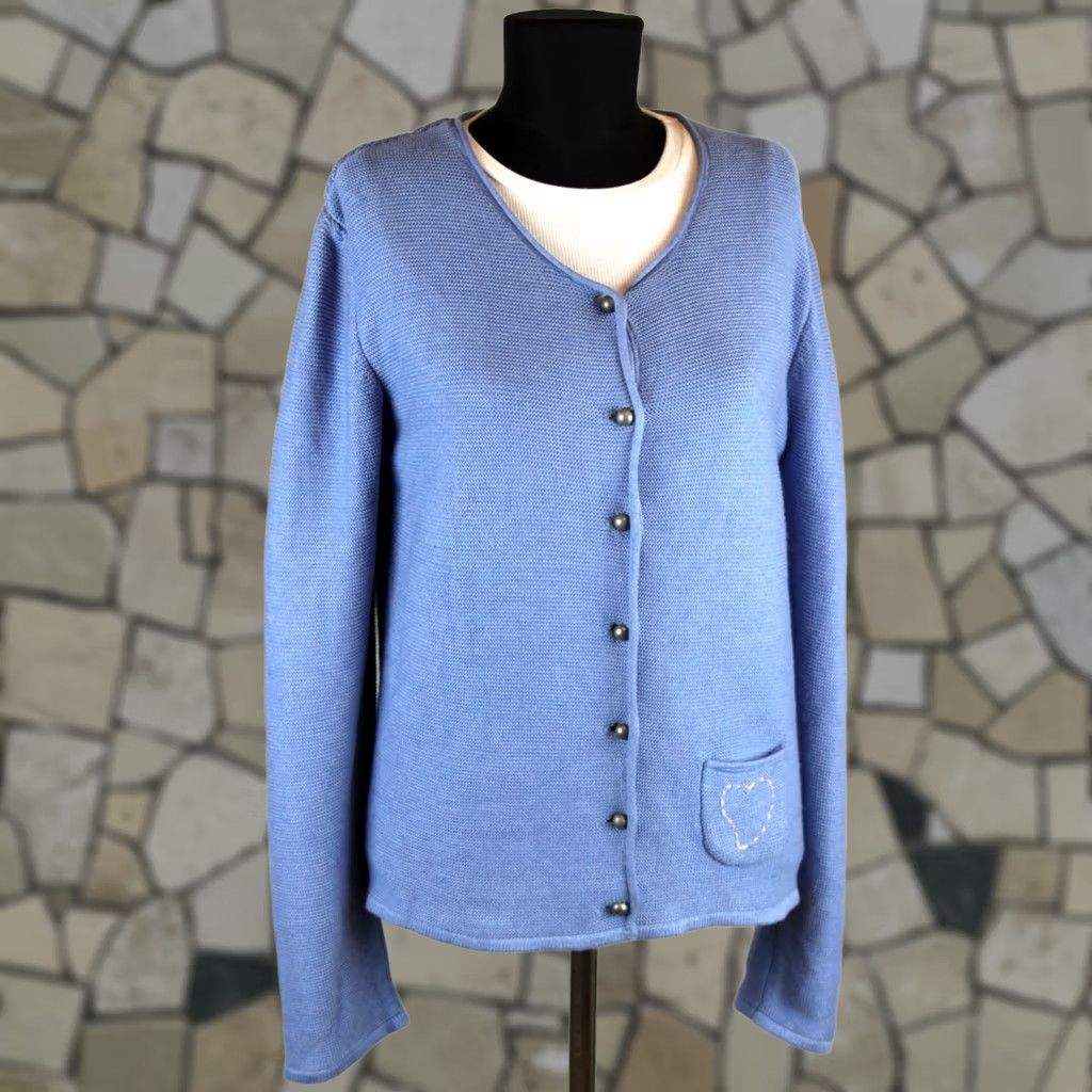 Vintage Stockerpoint Blue Cardigan Shirt Womens 42 Cotton Acrylic 50/50 Vintage Measurements 60cm Size M / US 6-8 / IT 42-44 - 1 Thumbnail