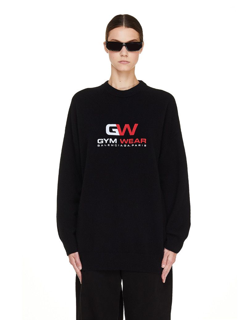 Balenciaga o1y0625 Logo Cashmere Blend Sweater in Black Size S / US 4 / IT 40 - 1 Thumbnail