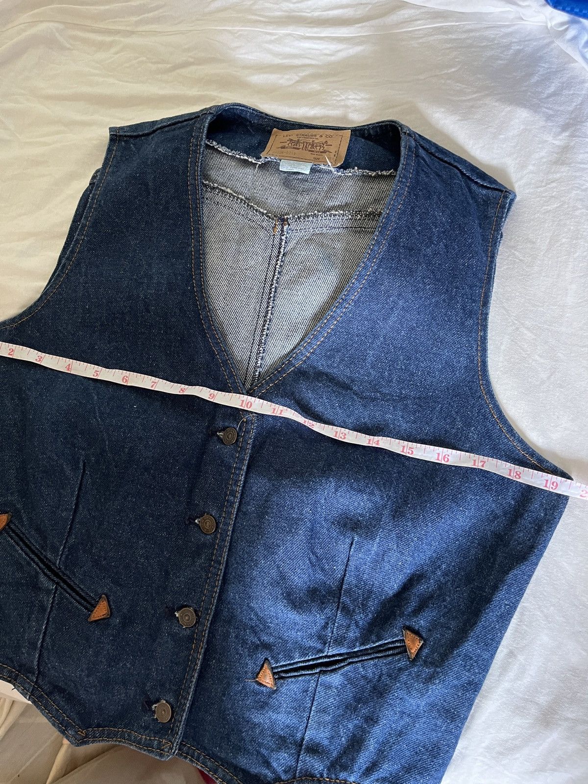 Levi's Vintage 1970s Levis Smile Pocket Leather Trim Vest Size L / US 10 / IT 46 - 12 Thumbnail