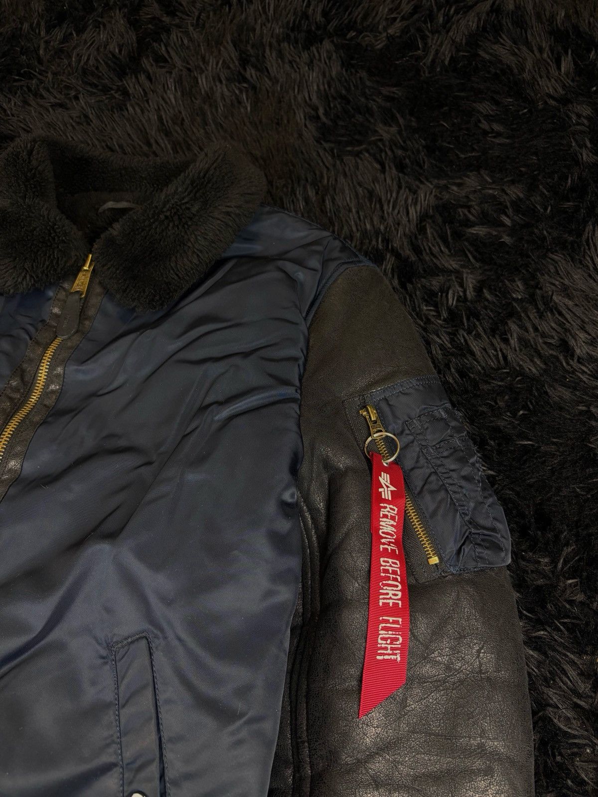Alpha Industries Alpha Industries Hybrid Nylon Leather Sherpa Bomber Jacket Size US L / EU 52-54 / 3 - 2 Thumbnail
