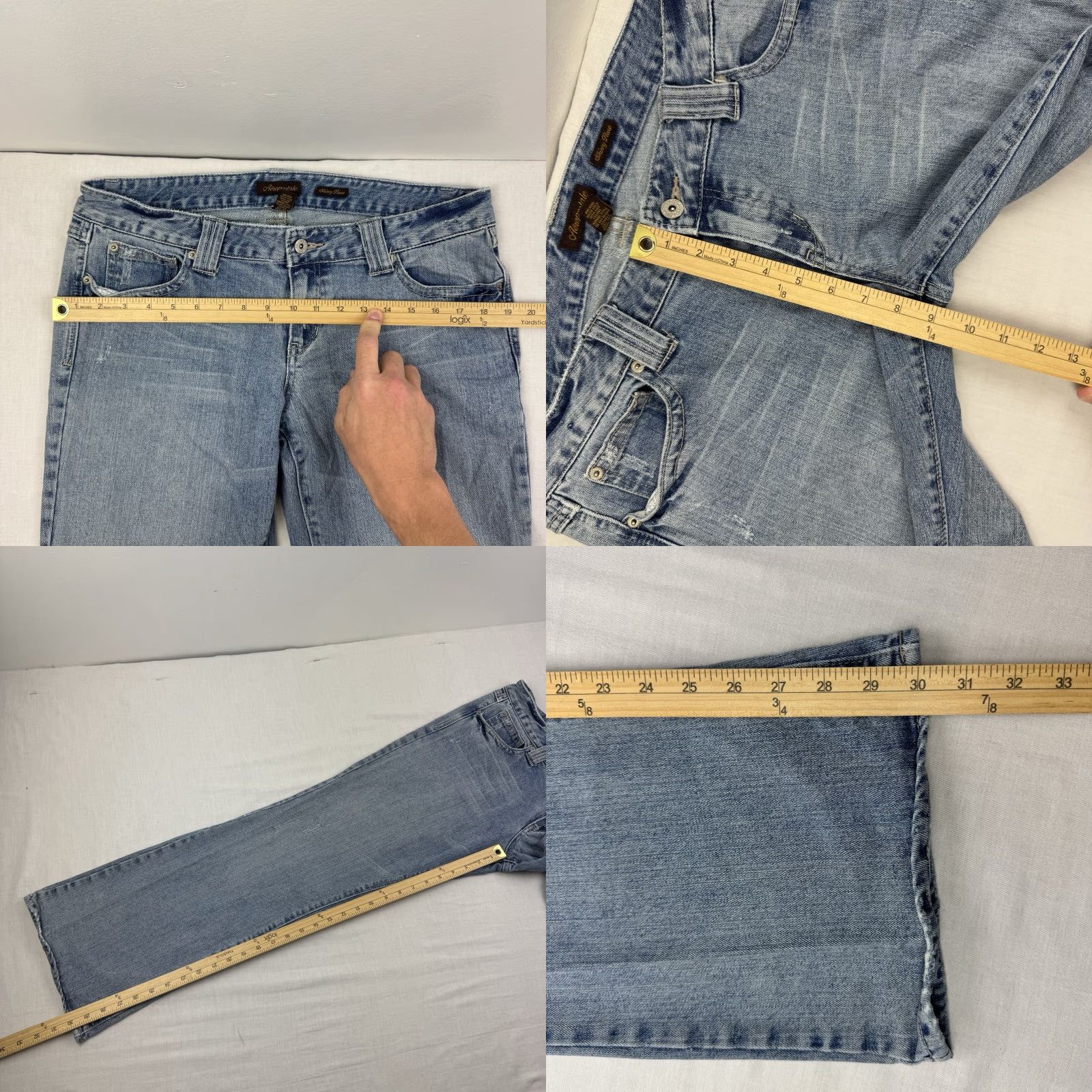 Vintage Y2K Aeropostale Skinny Jeans Womens 13/14R Hipster Punk Hippie 2000s Blue Slim Straight Vintage Jeans Womens Size 34" / US 12 / IT 48 - 8 Thumbnail